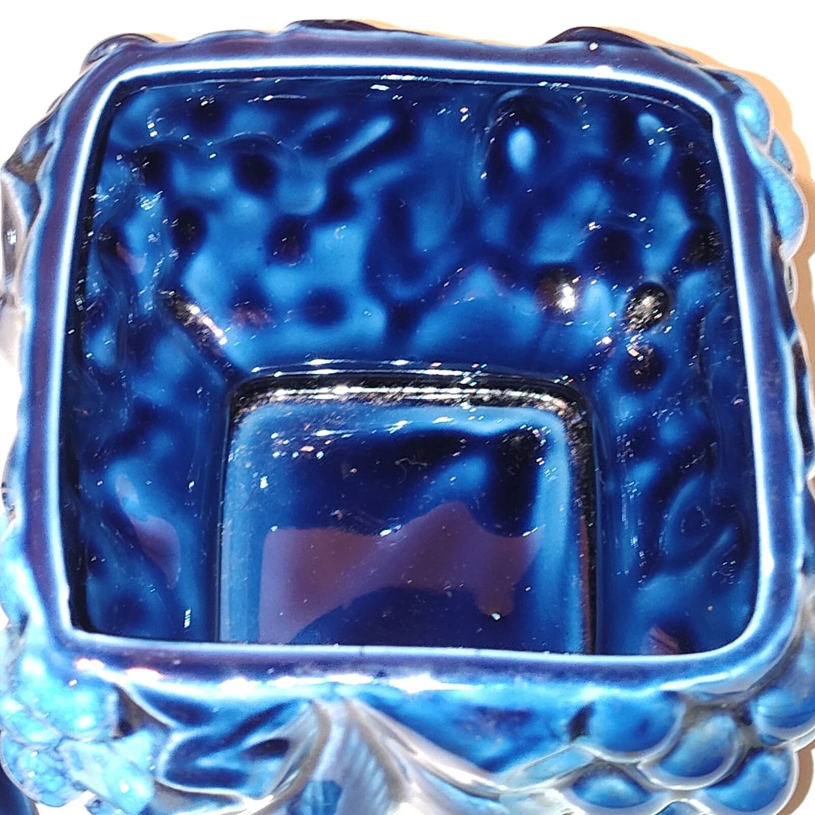 Vintage Inarco Mood Indigo Blue Ceramic Fruit Cookie Jar Japan - Thumbnail 5