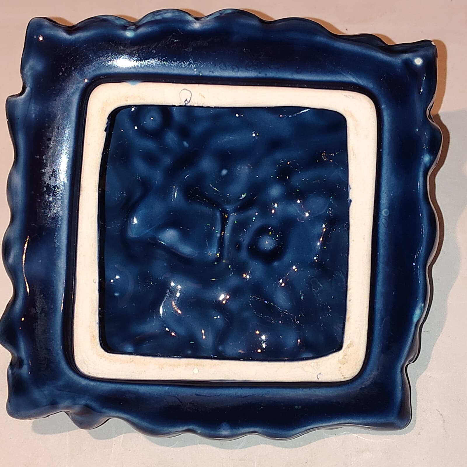 Vintage Inarco Mood Indigo Blue Ceramic Fruit Cookie Jar Japan - Thumbnail 6