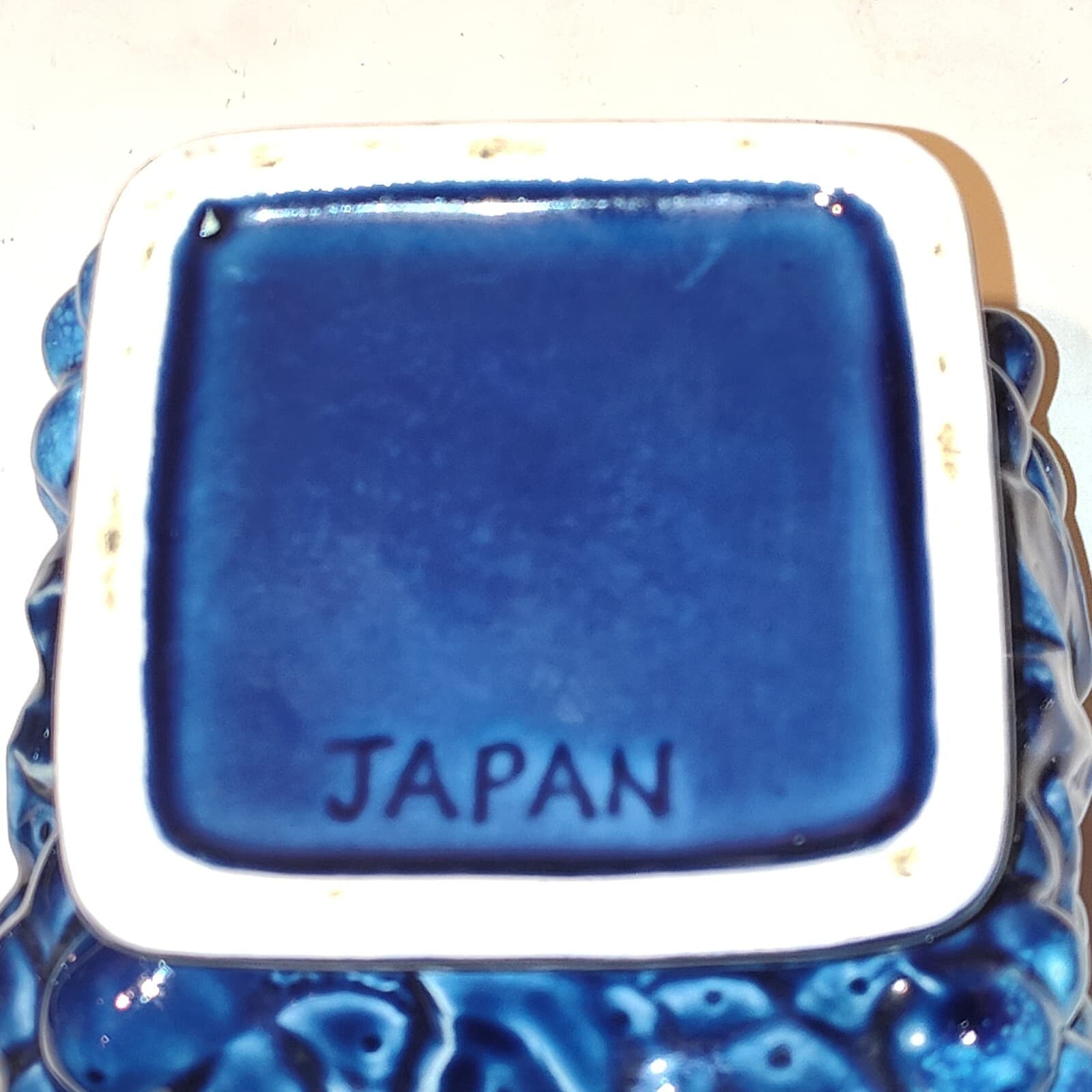 Vintage Inarco Mood Indigo Blue Ceramic Fruit Cookie Jar Japan - Thumbnail 8