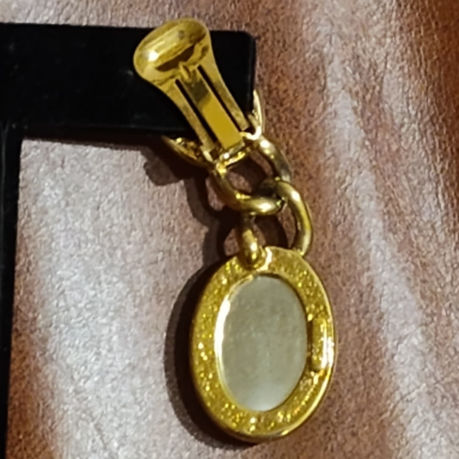 Vintage Kenneth Jay Lane Gold Cabochon Clip on Dangle Earrings - Thumbnail 5