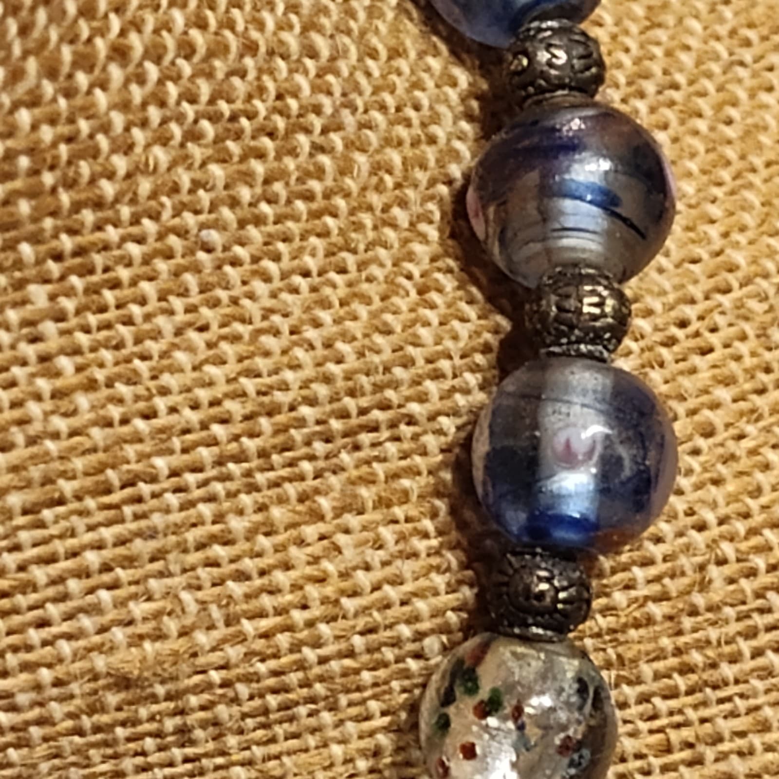 Vintage Murano cobalt blue somerso blue hand blown glass hand knotted Necklace - Thumbnail 2