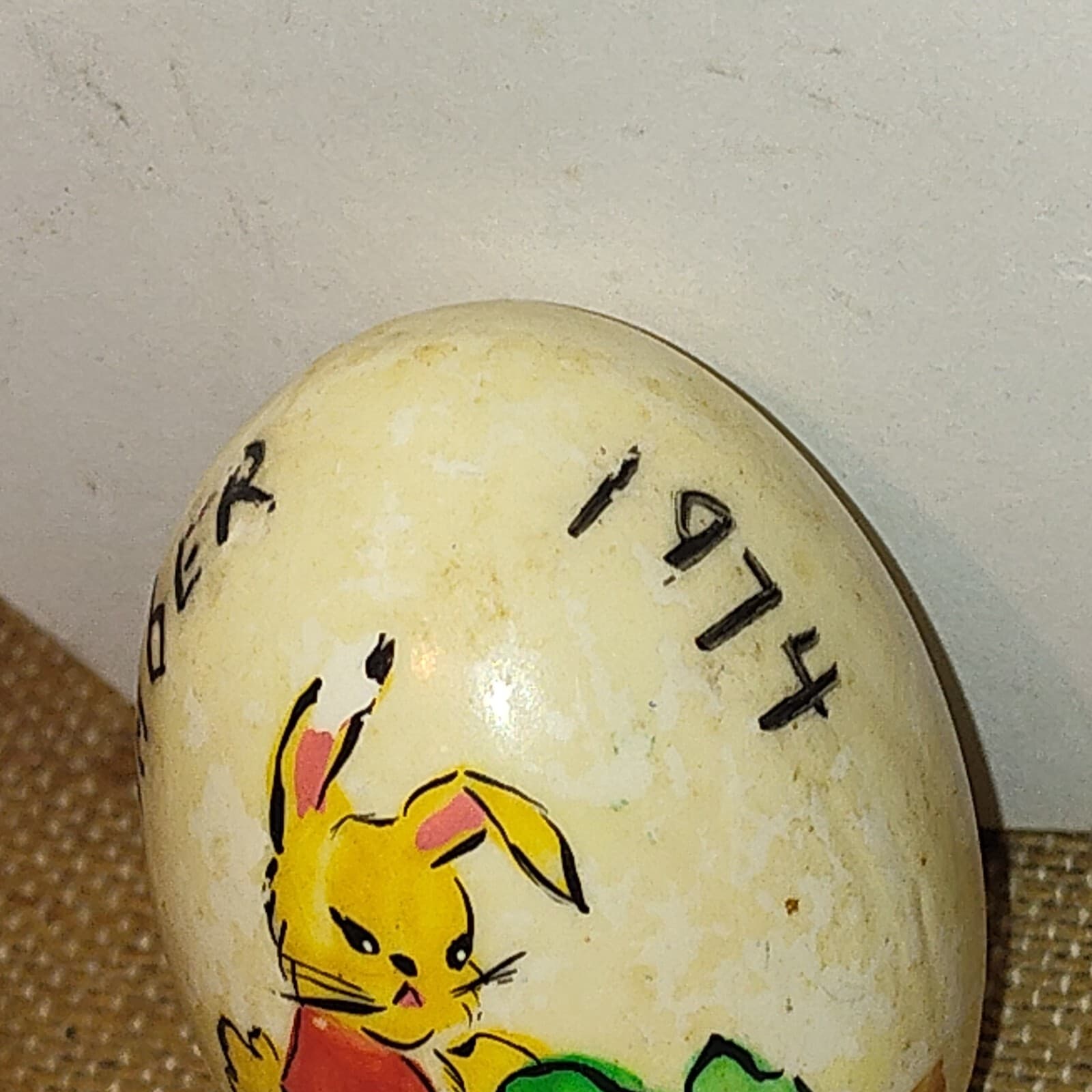 Vintage Ceramic Easter Egg Hand painted bunny 1974 - Thumbnail 3