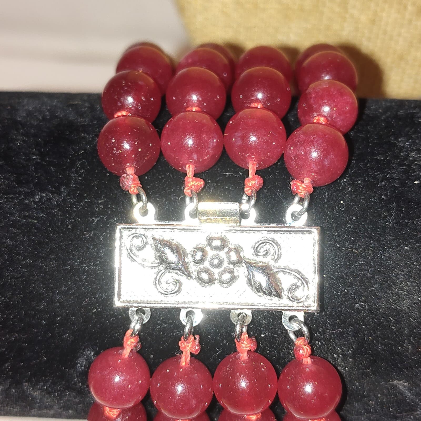 8mm Red Chalcedony beaded Set Necklace, bracelet & Earrings silver Spacers - Thumbnail 6