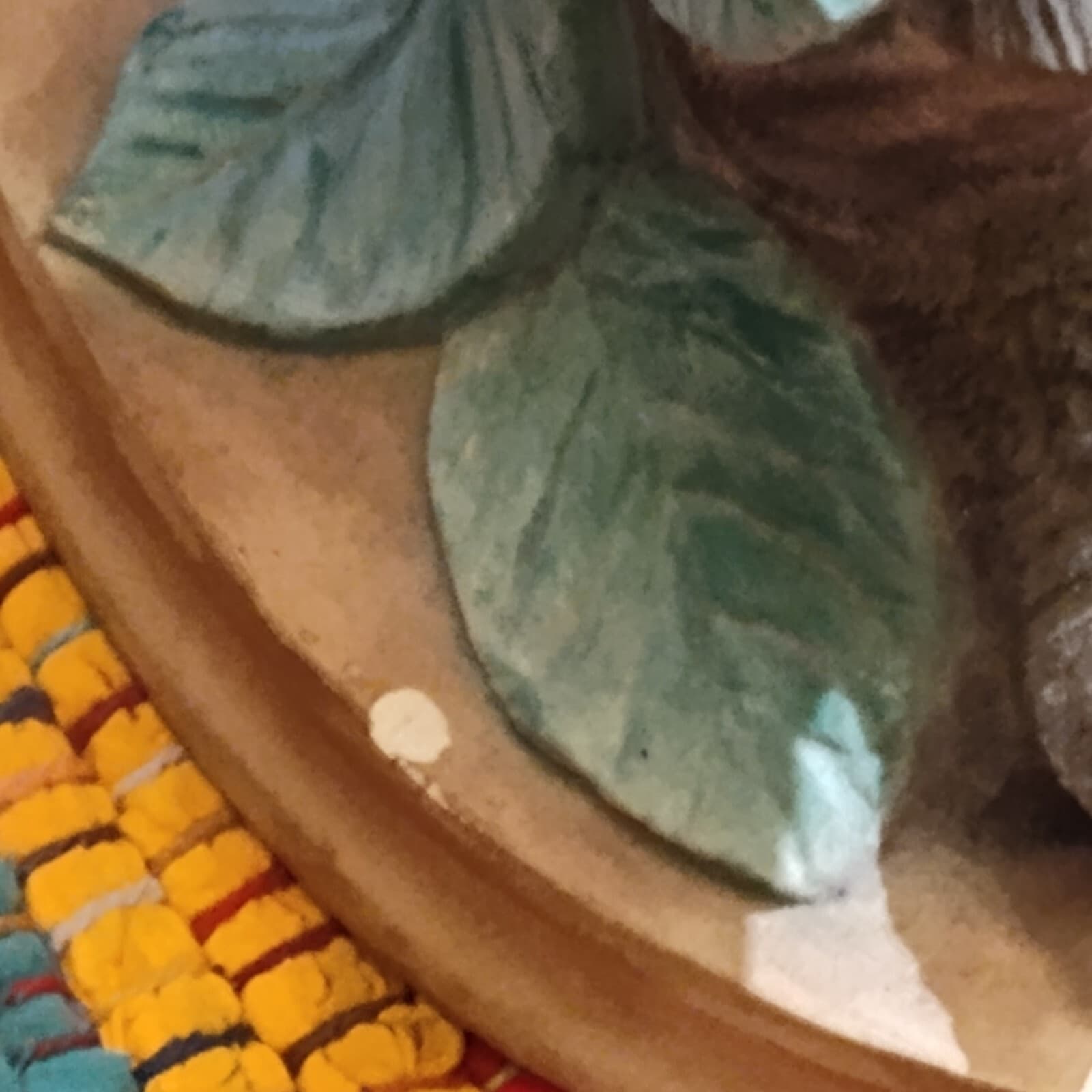 Handmade Ceramic Blue Jay Figurine Oval Base With Foliage Hand Painted - Thumbnail 6