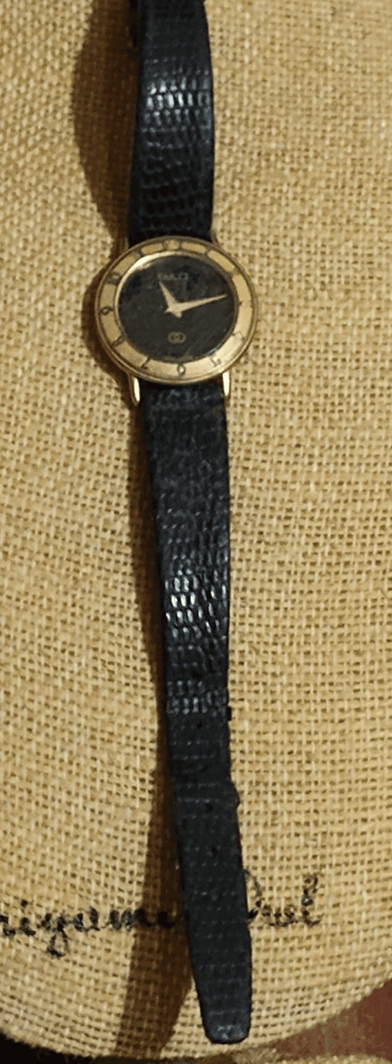 Vintage Gucci 3001L Gold Dial Quartz Women's Watch Swiss Made Lizard band - Thumbnail 2