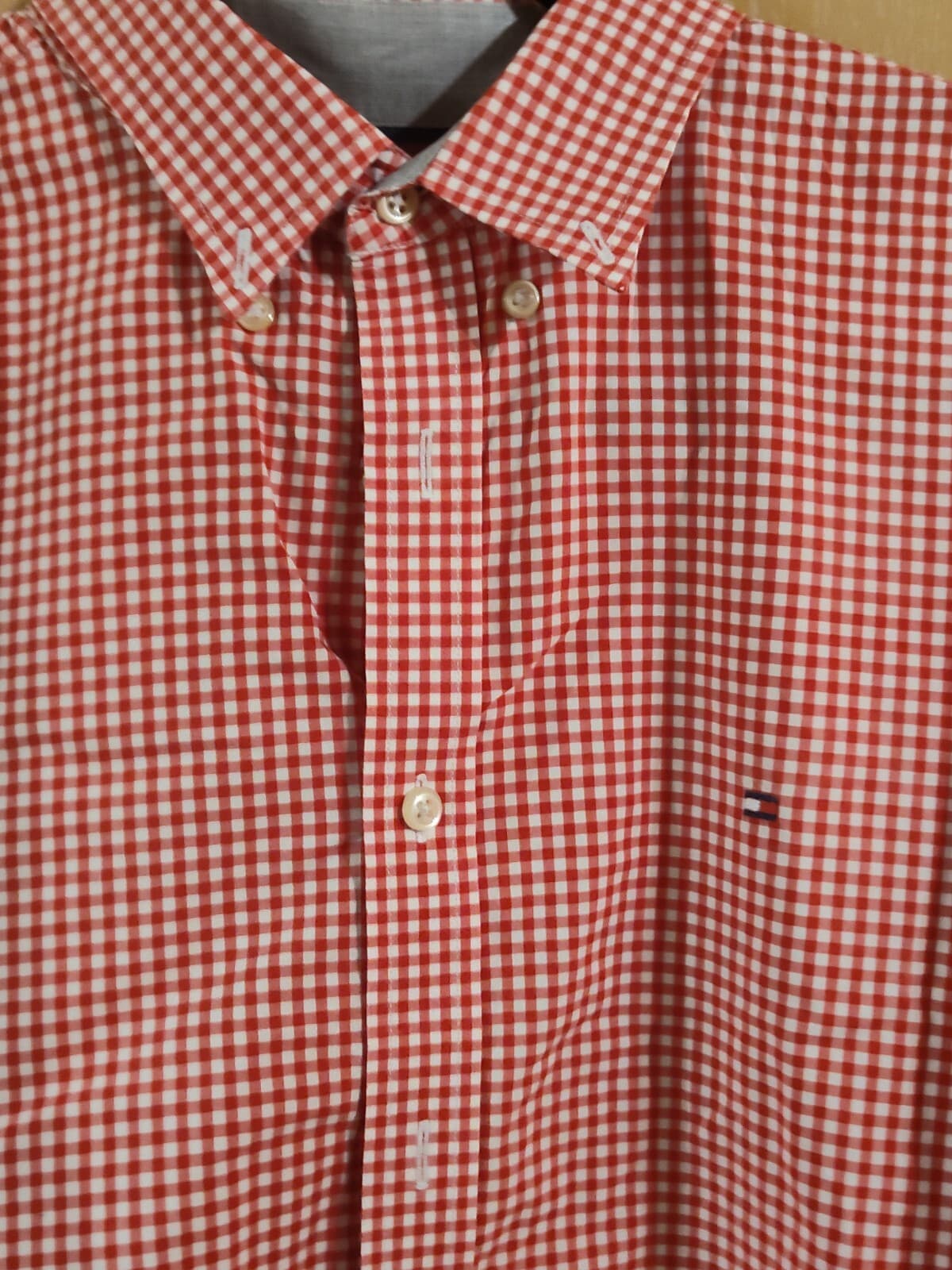 Tommy Hilfiger Shirt Mens Size XXL Heritage Poplin Slim Fit Pink Gingham - Thumbnail 7