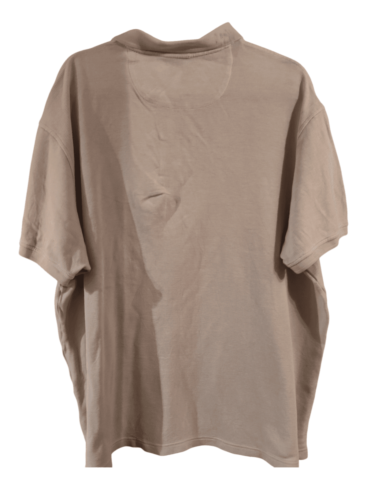 Caribbean Joe Polo Shirt Adult XXL Creme Silk Striped Hawaiian Mens Summer - Thumbnail 2