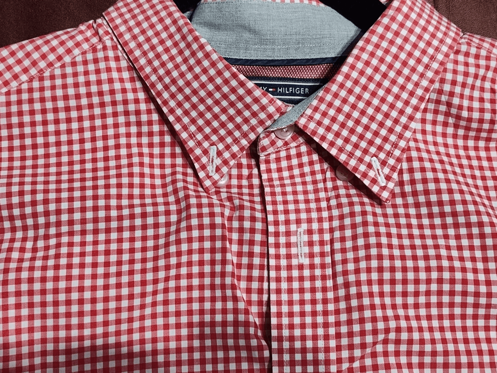 Tommy Hilfiger Shirt Mens Size XXL Heritage Poplin Slim Fit Pink Gingham - Thumbnail 4