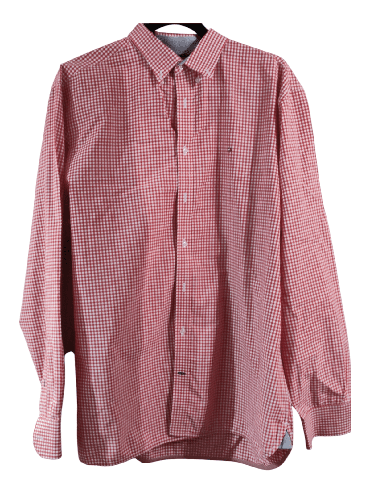 Tommy Hilfiger Shirt Mens Size XXL Heritage Poplin Slim Fit Pink Gingham - Image 1