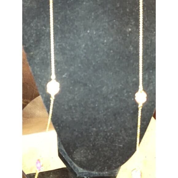 KATE SPADE NEW YORK FLUTTER FLORAL SCATTER GOLD LONG 40" NECKLACE station pink - Thumbnail 3