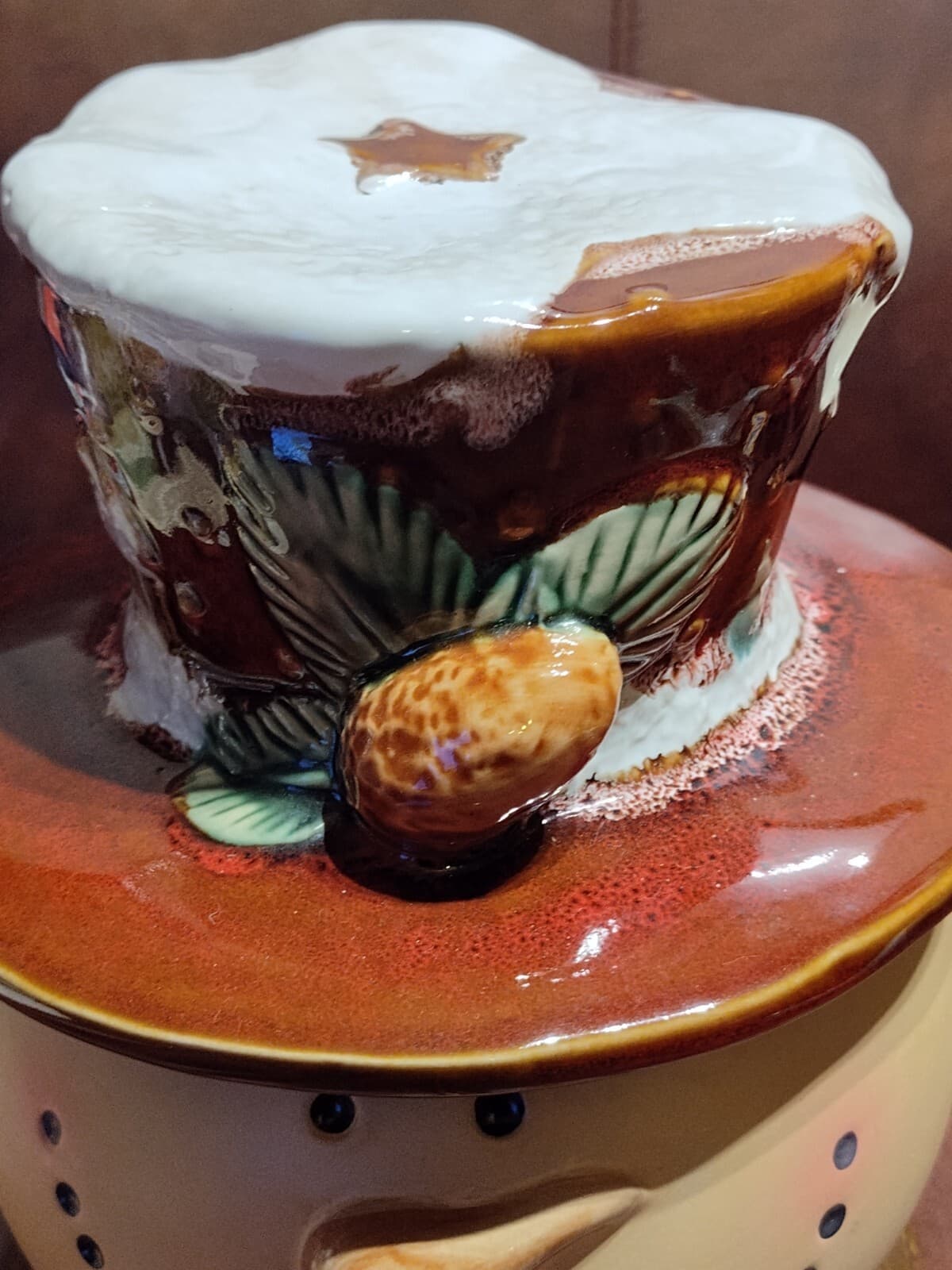 Ceramic snowman head cookie jar - Thumbnail 4