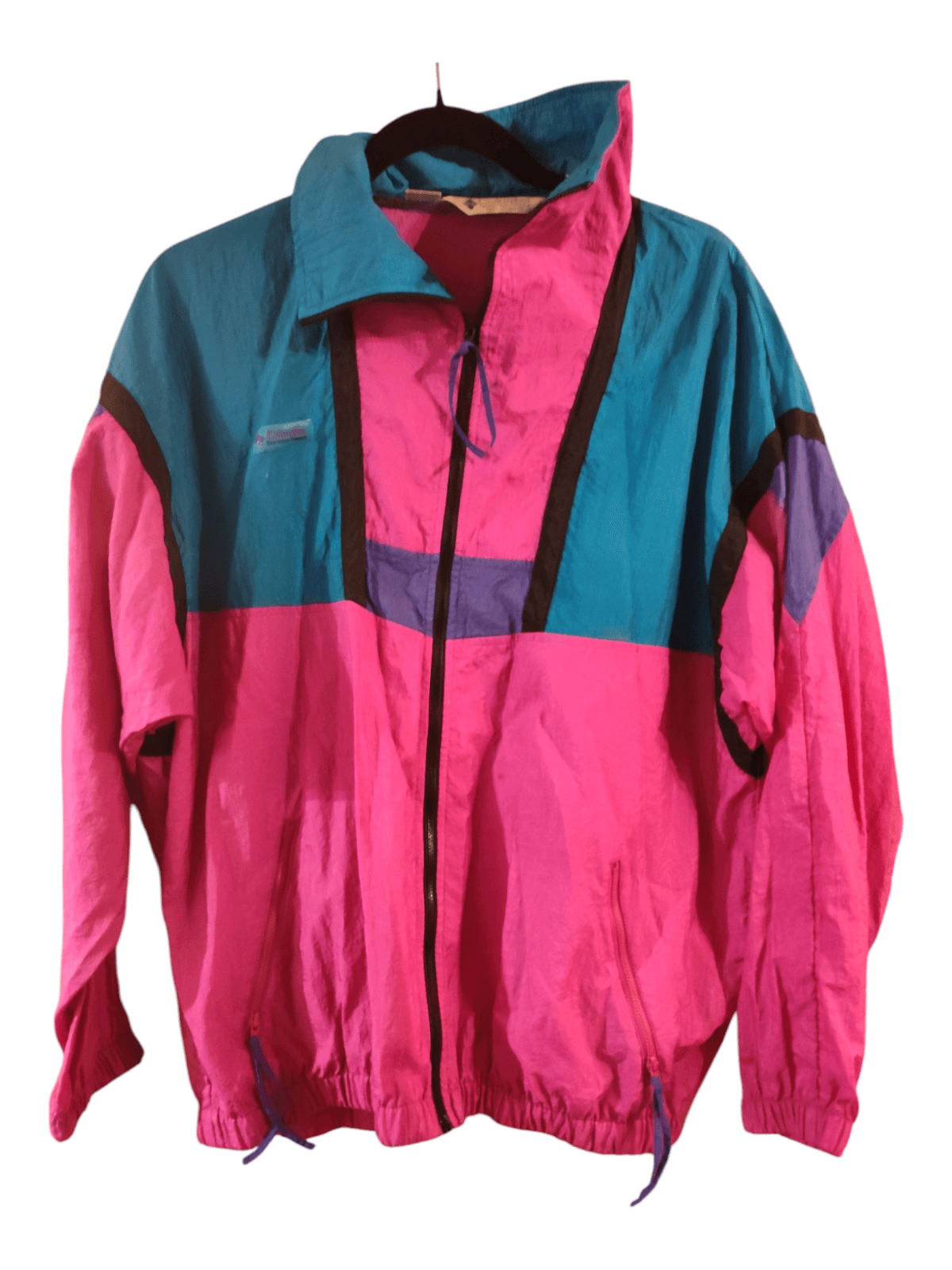 VTG 1990s Columbia Sportswear Womens L Nylon Ski Jacket Coat Purple Pink Teal - Image 1