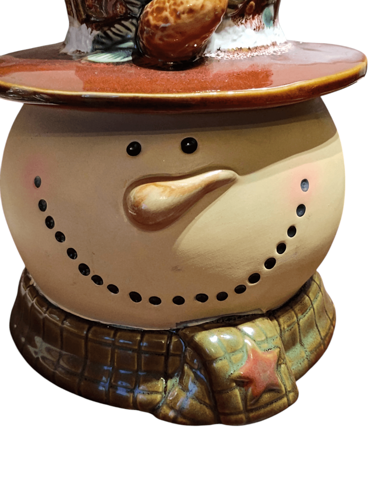 Ceramic snowman head cookie jar - Thumbnail 2
