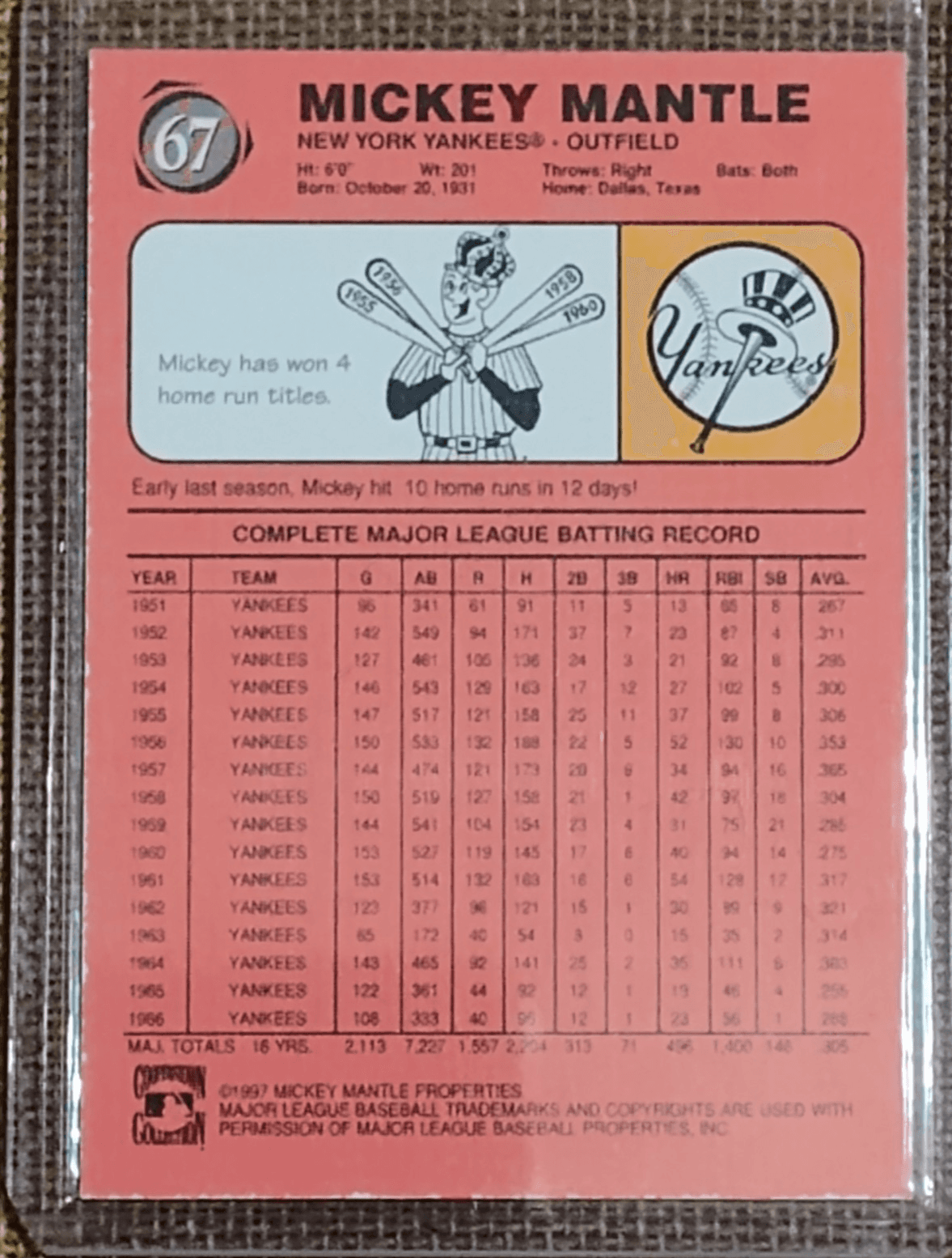 1997 Mickey Mantle card Copperstown collection - Thumbnail 5