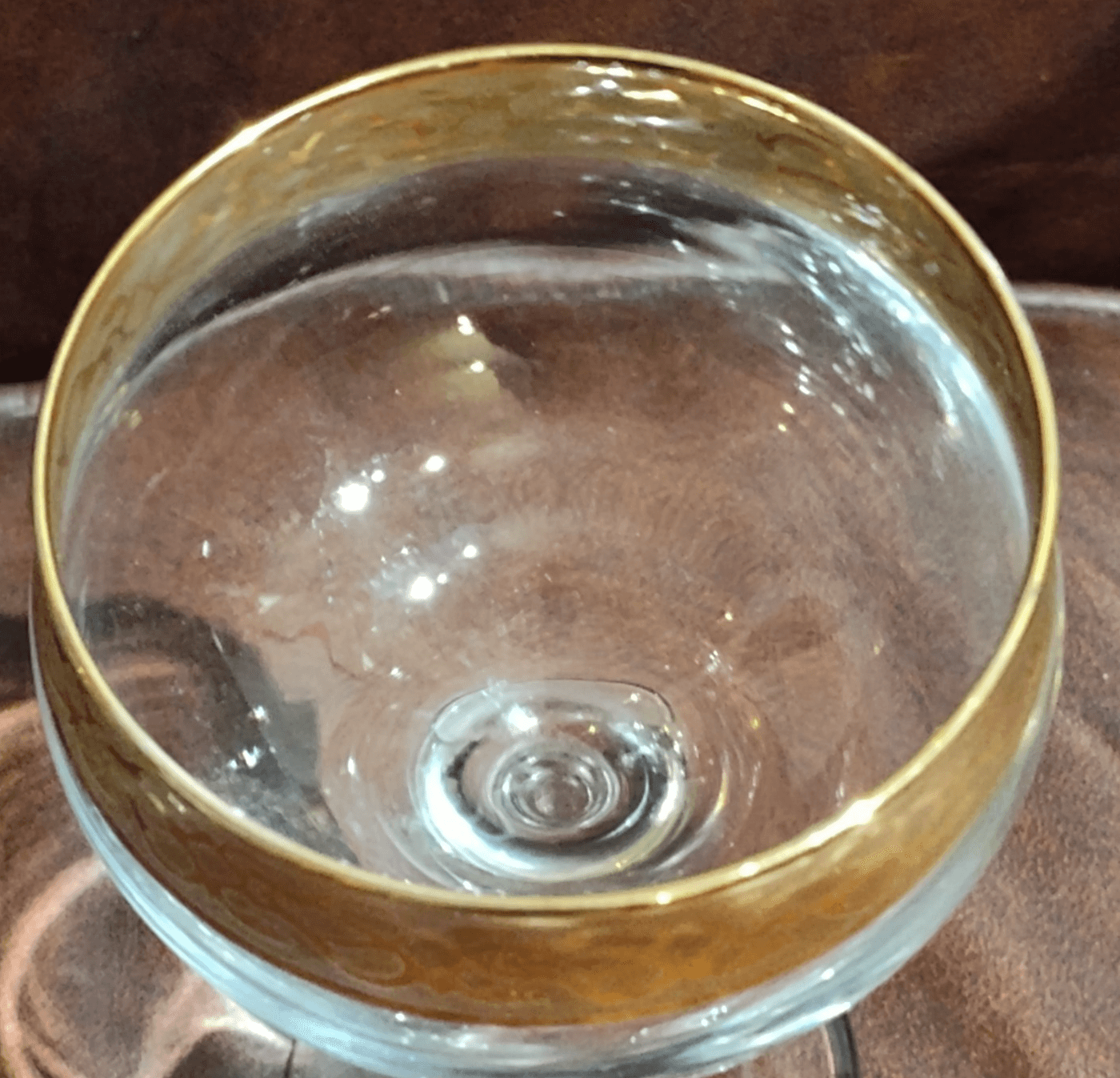 2 ITALIAN CRISTALLERIA FRATELLI FUMO crystal 24 k Gold Champagne Sherbet Glass. - Thumbnail 3