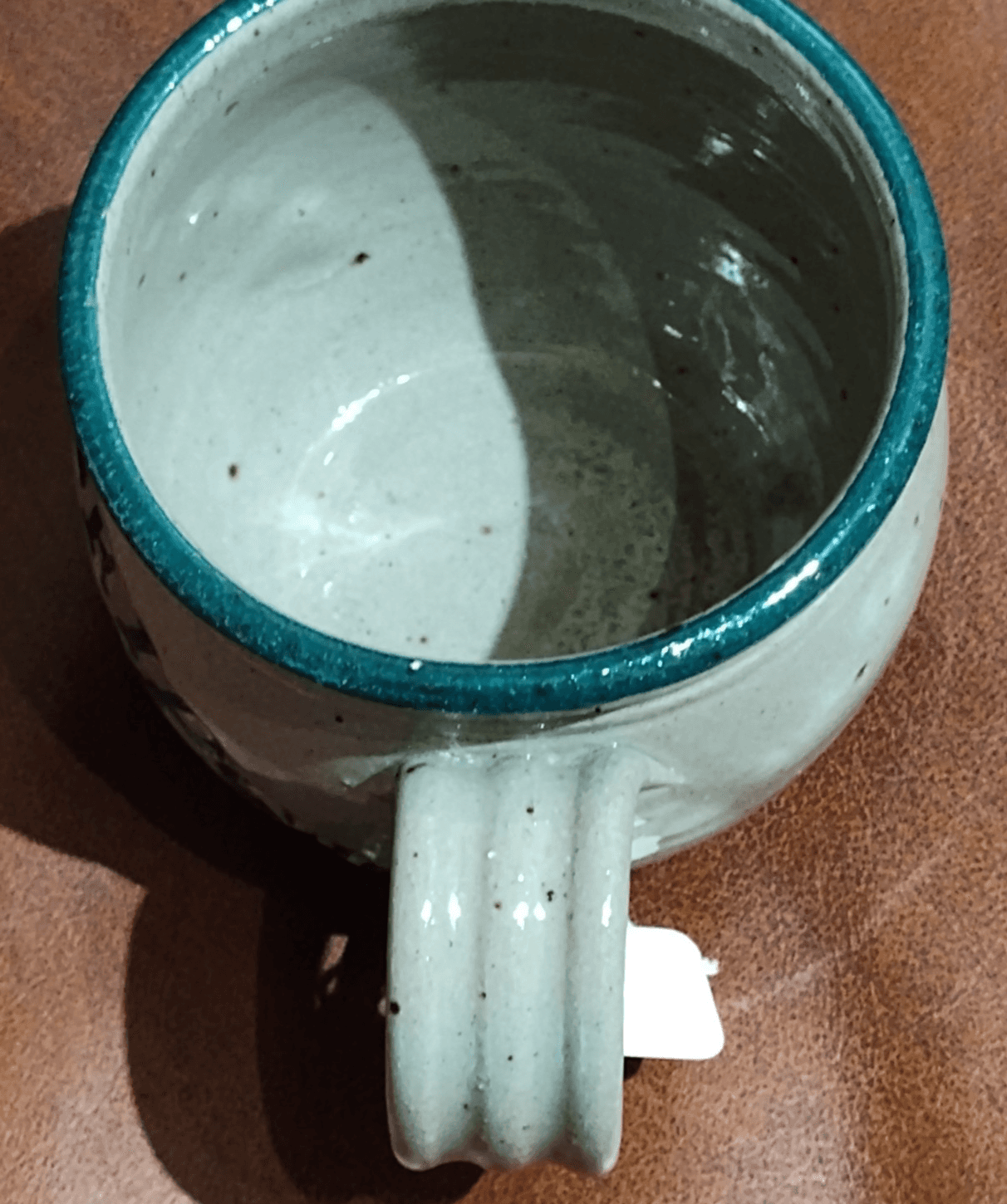 Vintage Salt Glaze STONEWARE POTTERY MUG wells bridge N Y , Signed 12oz - Thumbnail 2