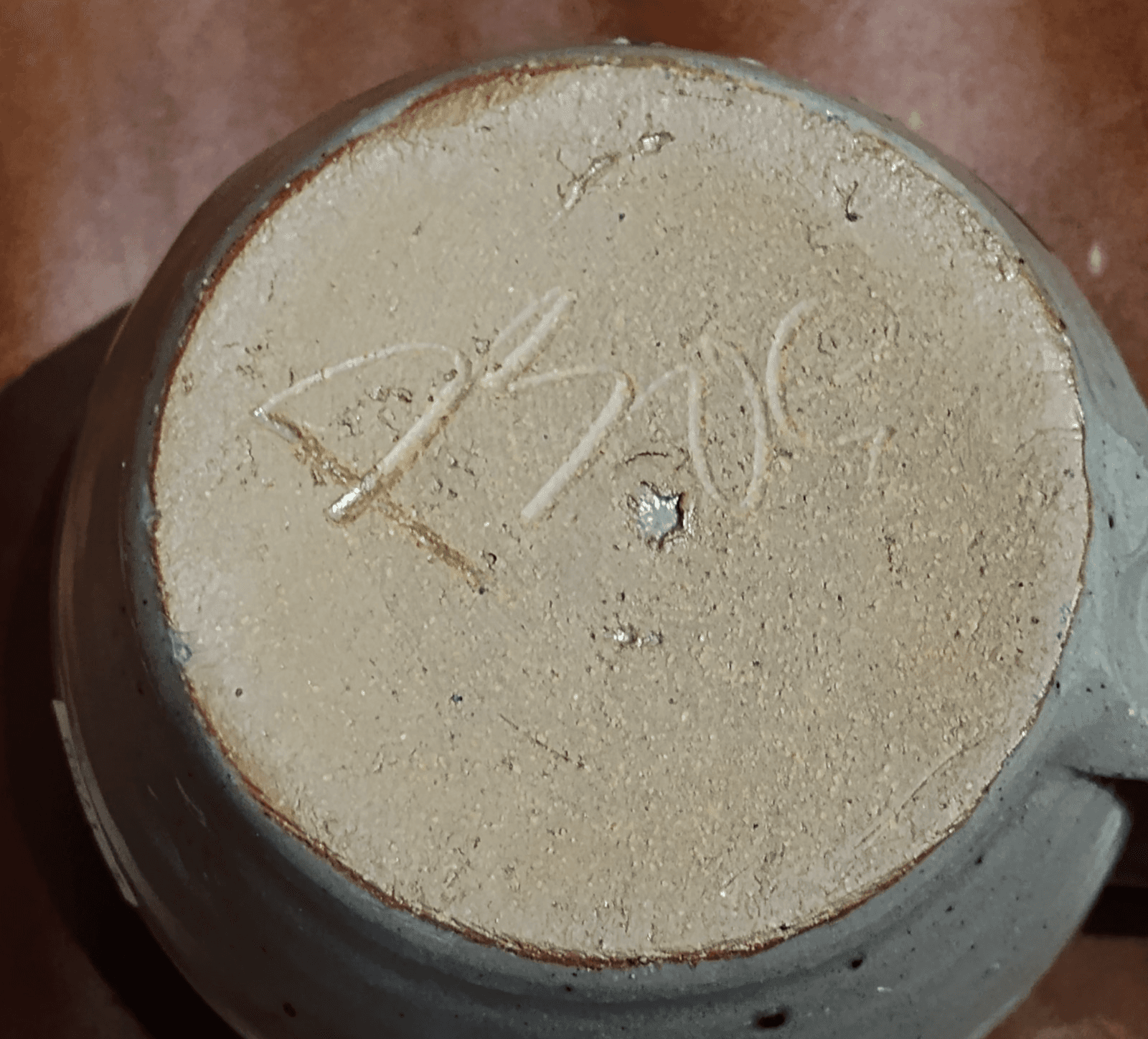 Vintage Salt Glaze STONEWARE POTTERY MUG wells bridge N Y , Signed 12oz - Thumbnail 4