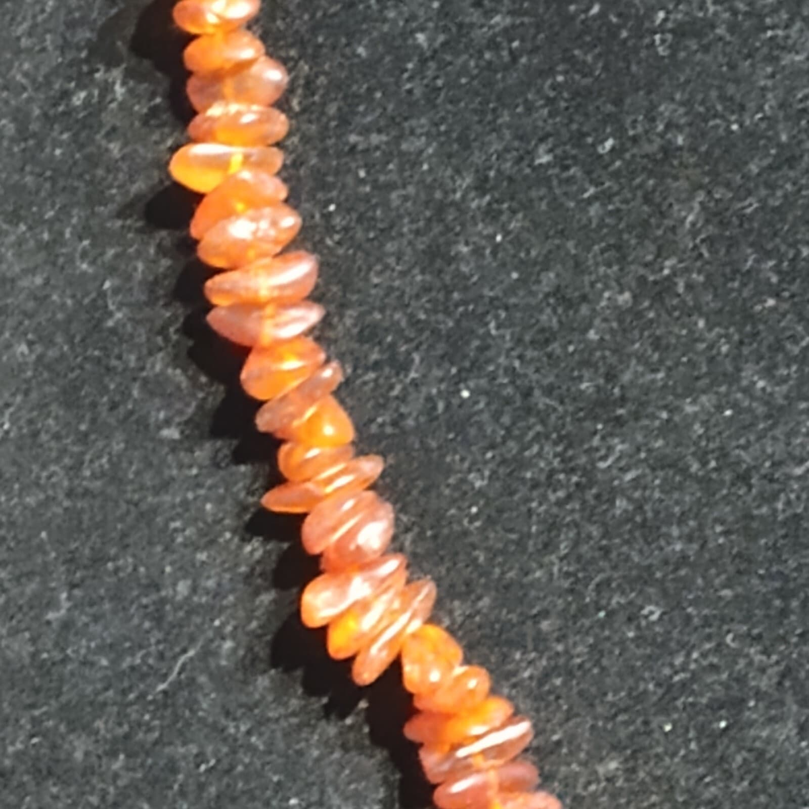 Vintage Amber Chips/Beaded Necklace Hidden Clasp - Thumbnail 2
