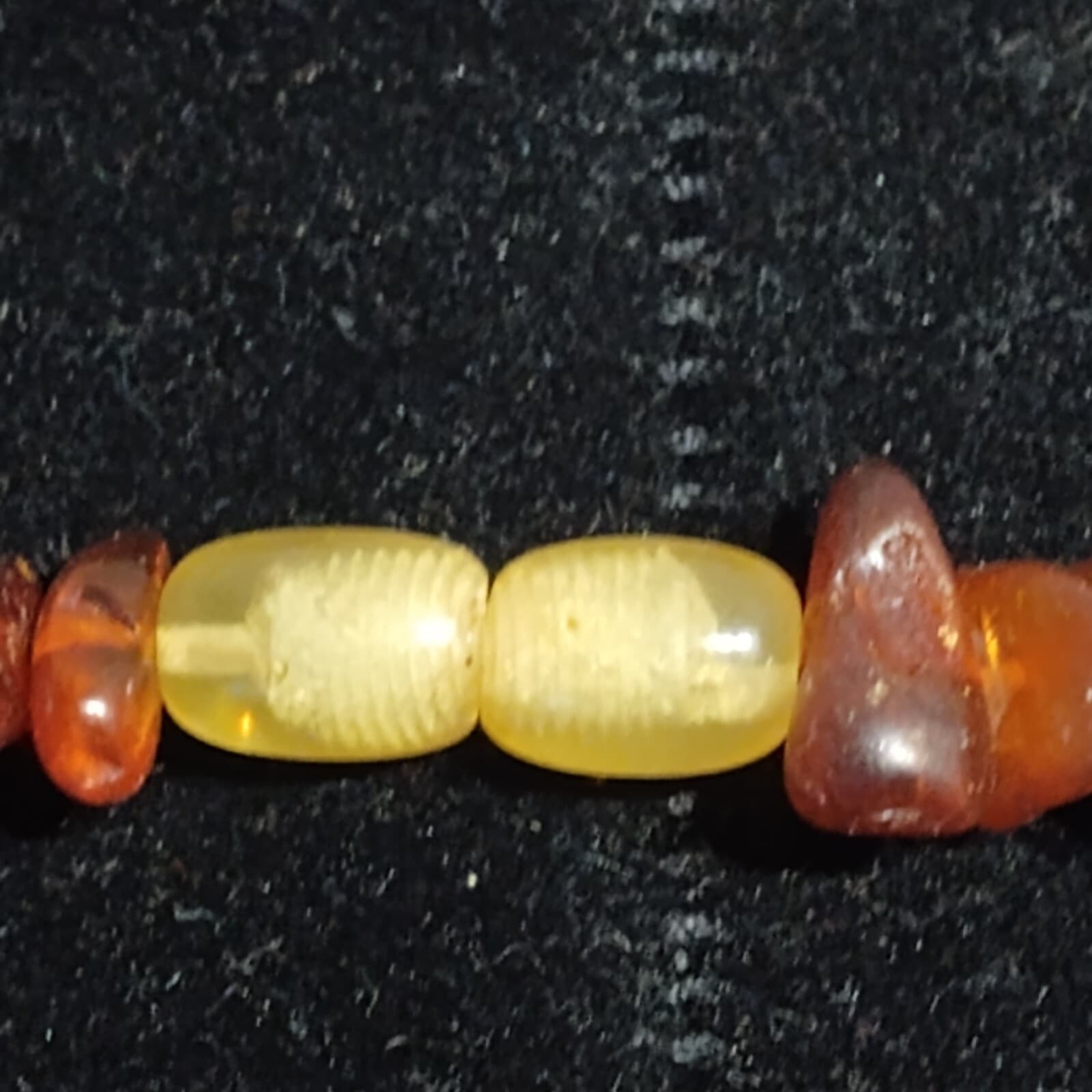 Vintage Amber Chips/Beaded Necklace Hidden Clasp - Thumbnail 4