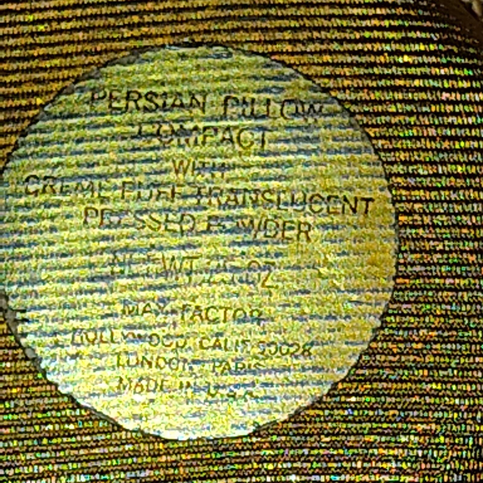 Vtg Max Factor Persian Pillow Compact Creme Puff Translucent Presses Powder GOLD - Thumbnail 3