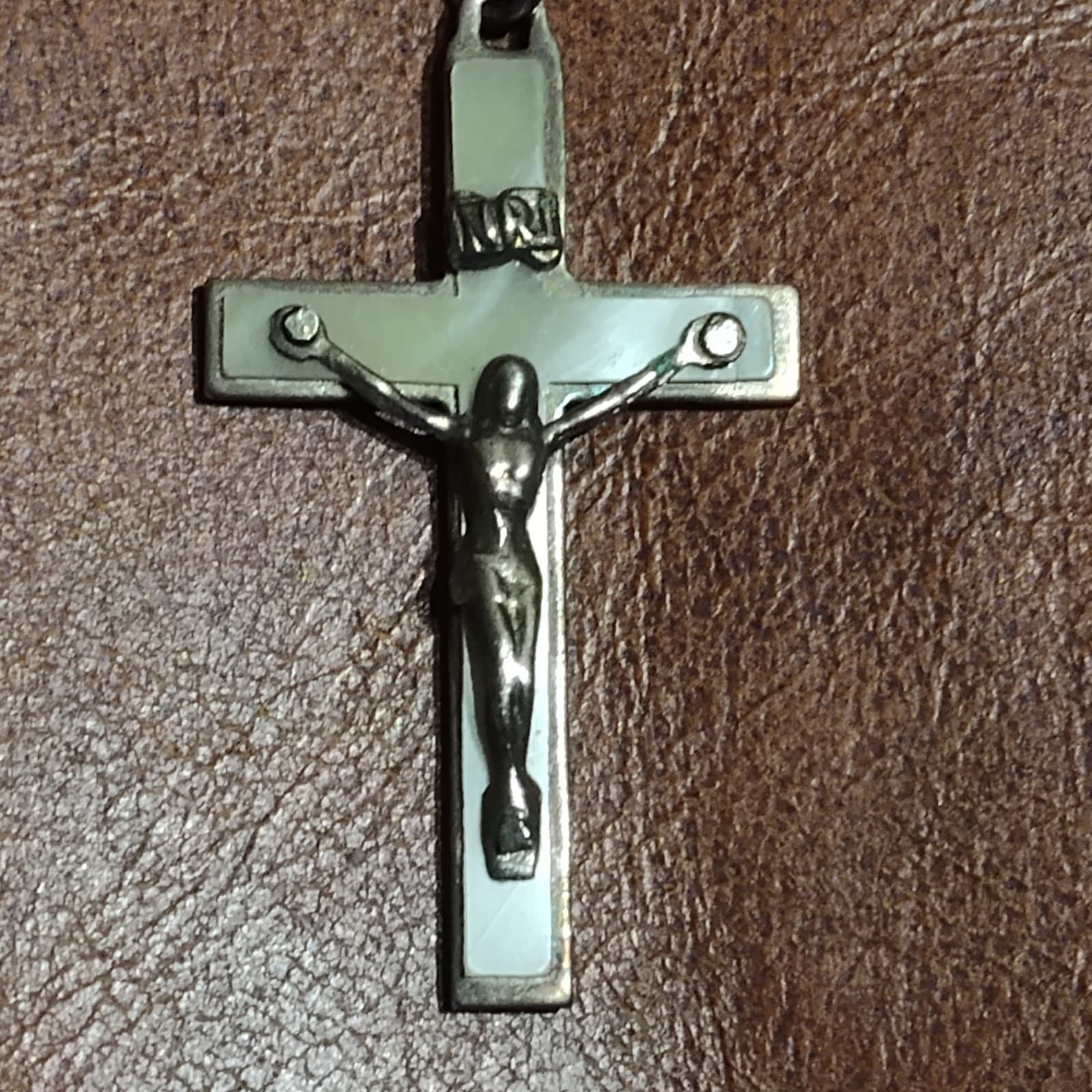 Vintage Rosary White Beads Catholic Silver Tone Cross Marked Italy With Tag - Thumbnail 2