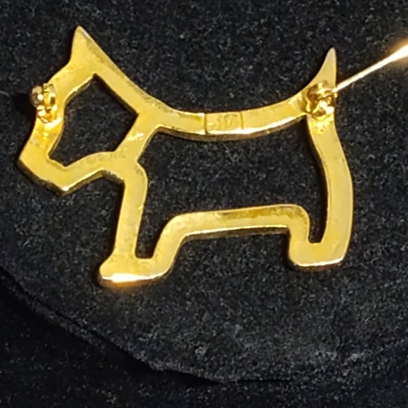 Vintage Gold Tone Scottie Pet Dog Scottish Terrier Clear Rhinestone Brooch Pin - Thumbnail 3