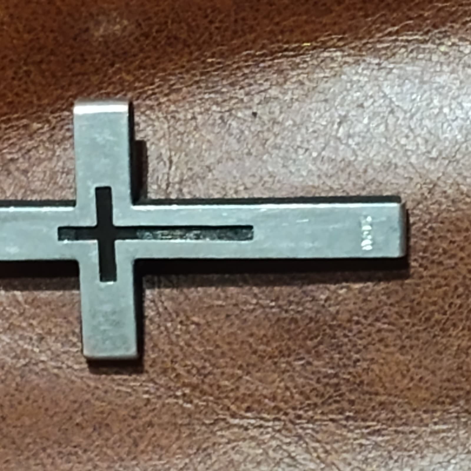 Vtg Freach Christian Rosary black wood/sliver middle cross - Thumbnail 5