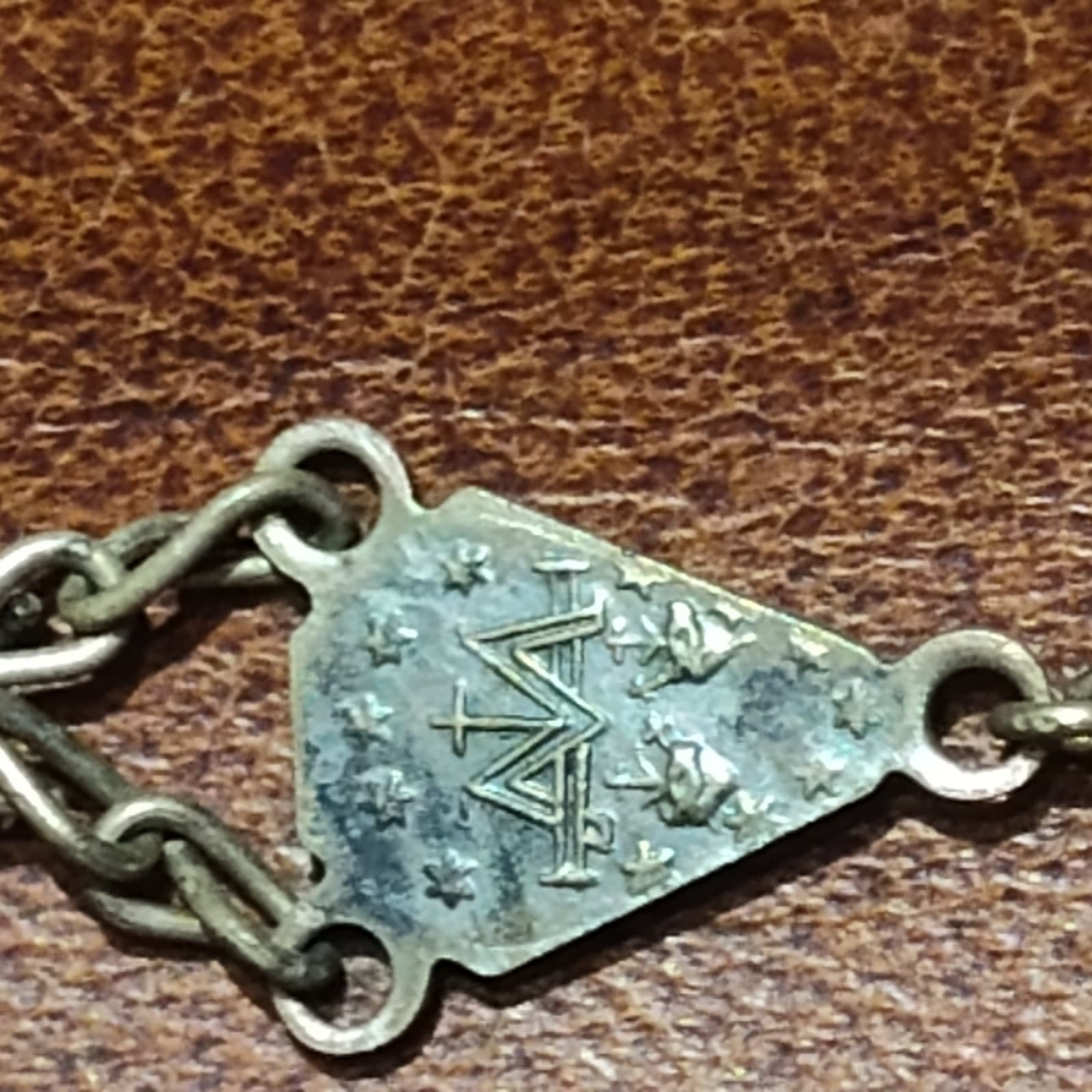 Vtg Freach Christian Rosary black wood/sliver middle cross - Thumbnail 4