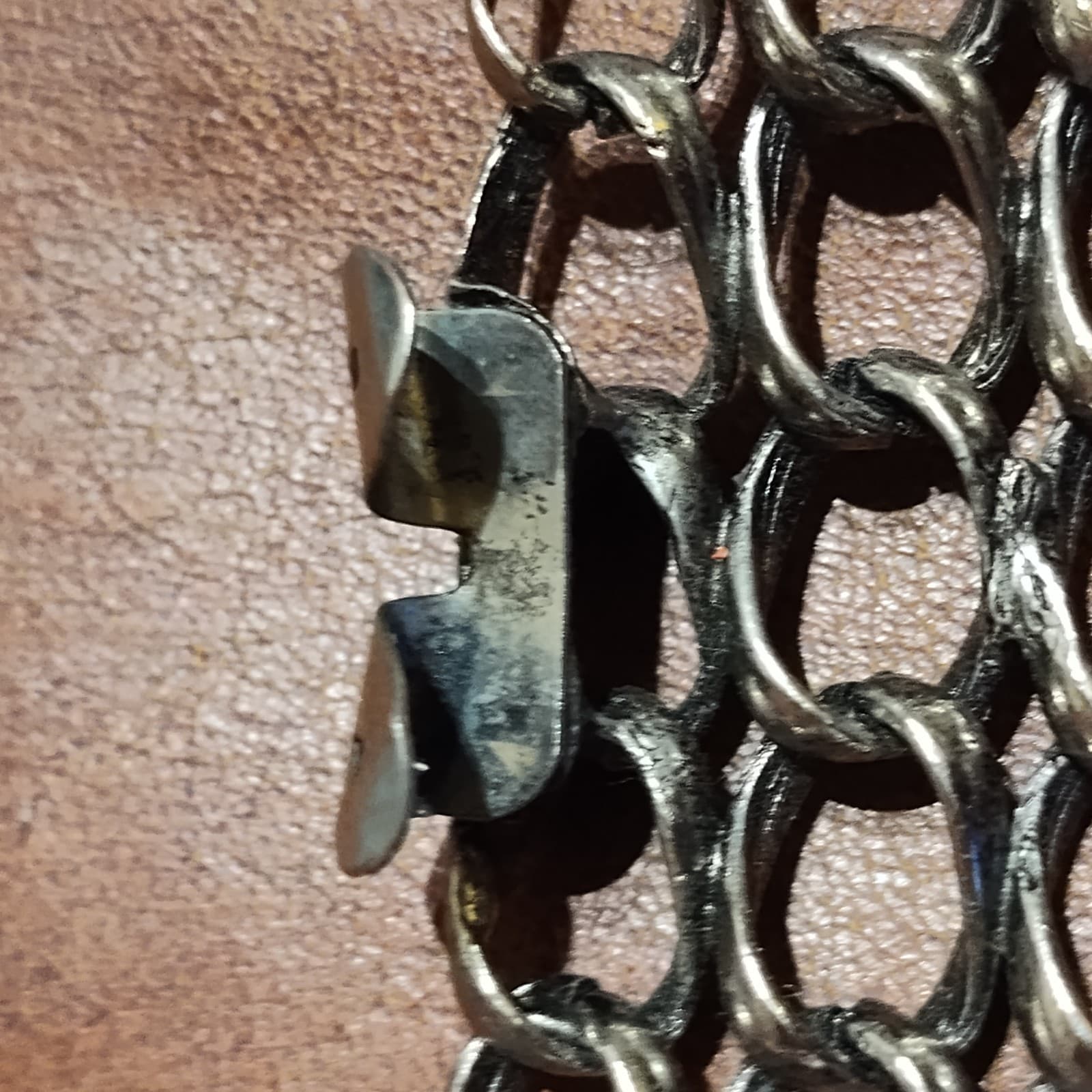 VTG/EARLY SILVER TONE SQUARE DRESS SHOE CLIP ROPE CABLE CHAIN - Thumbnail 4