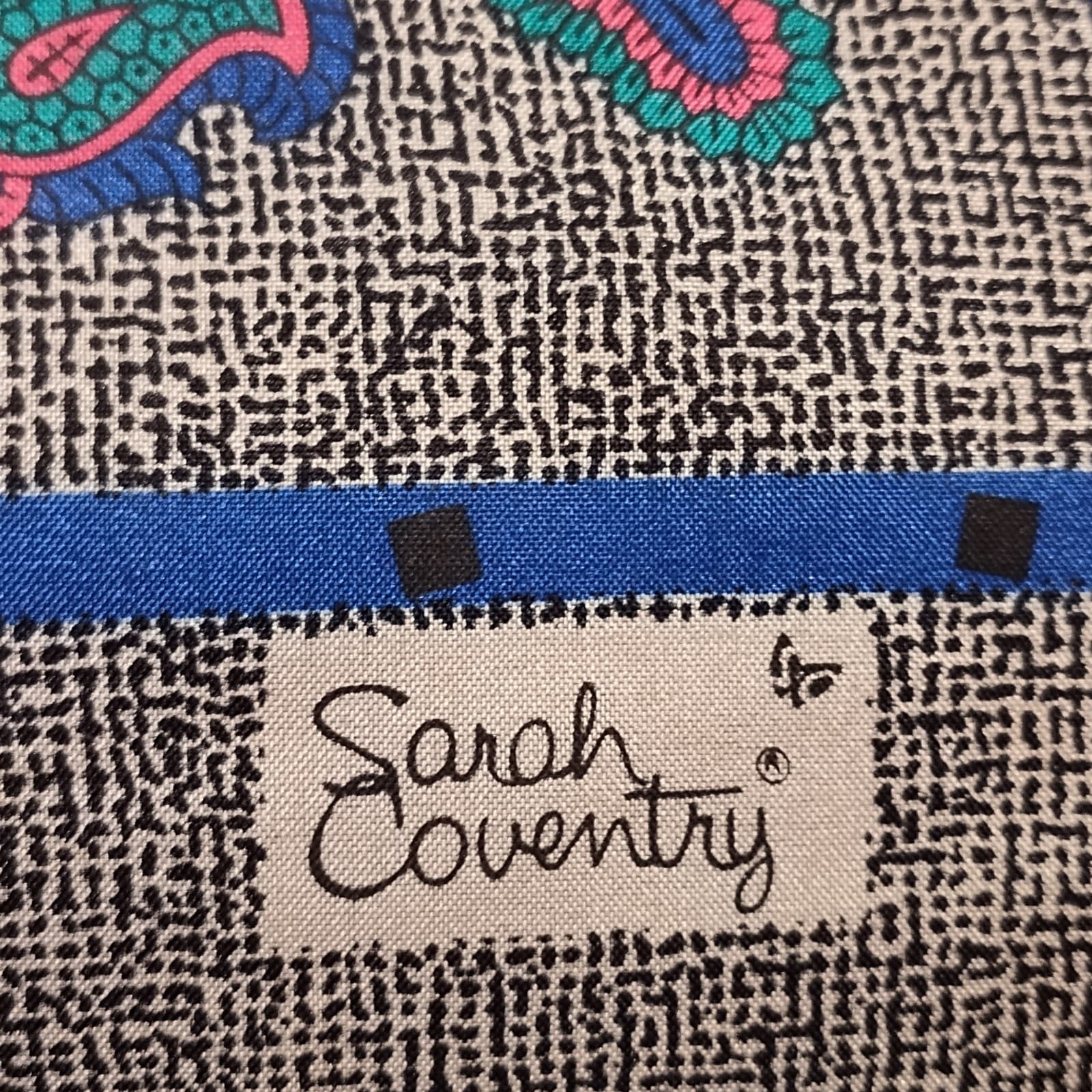 Sarah Coventry Scarf Gray Blue Pink 29x29 Vintage Estate - Thumbnail 3