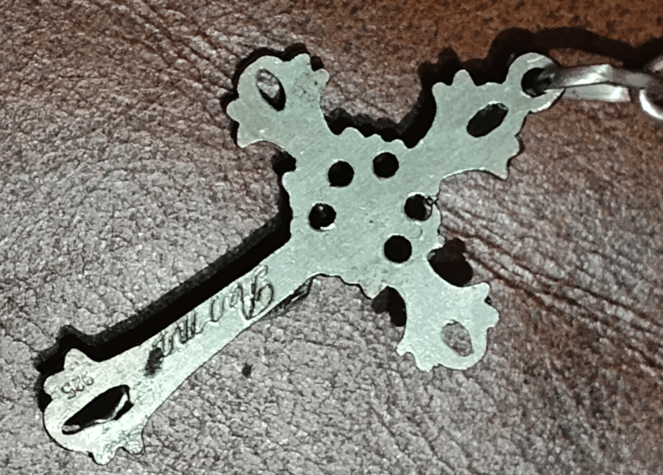 Vintage Iridescent Glass Bead 18" Silver Rosary -Made In Italy #738 - Thumbnail 6