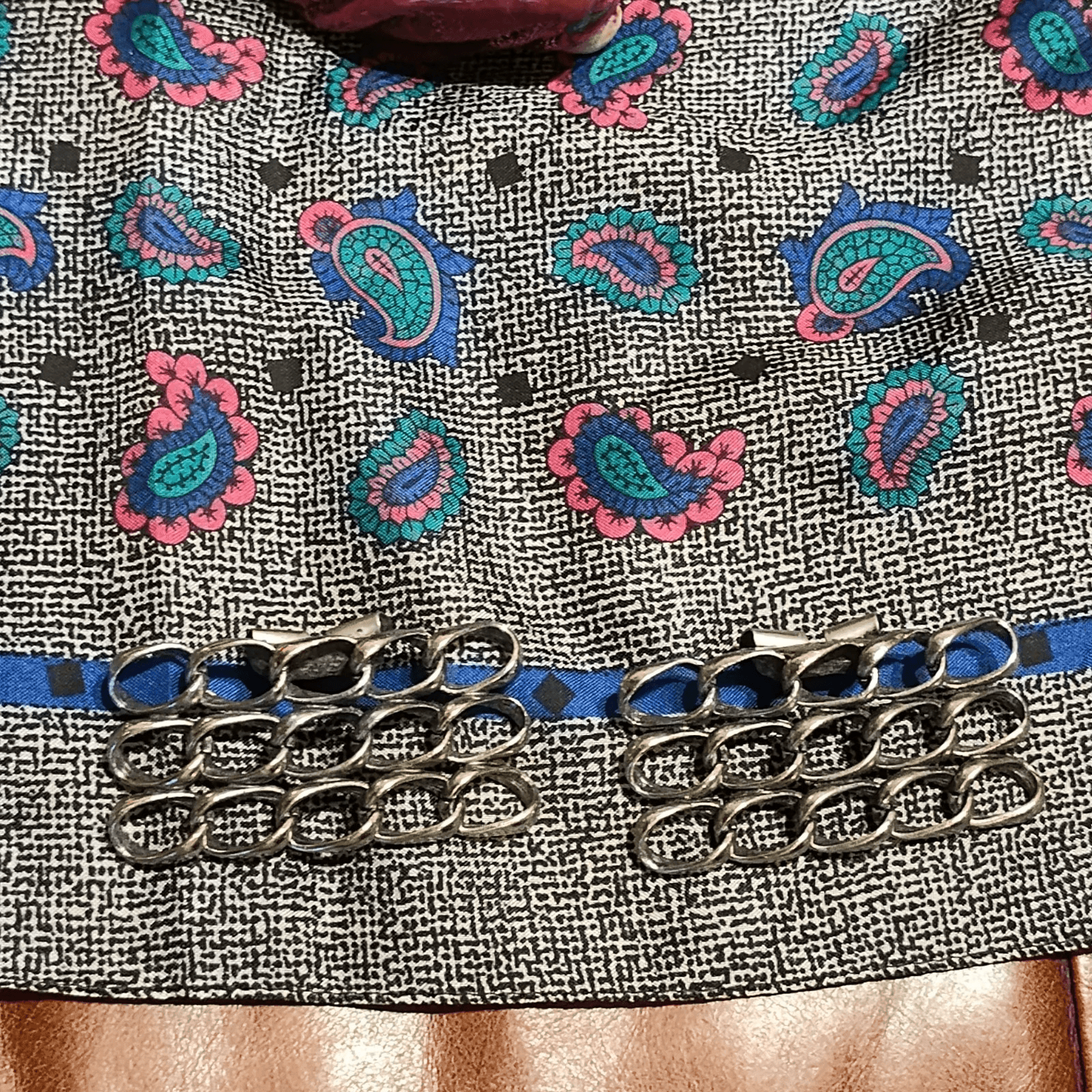 VTG/EARLY SILVER TONE SQUARE DRESS SHOE CLIP ROPE CABLE CHAIN - Thumbnail 2