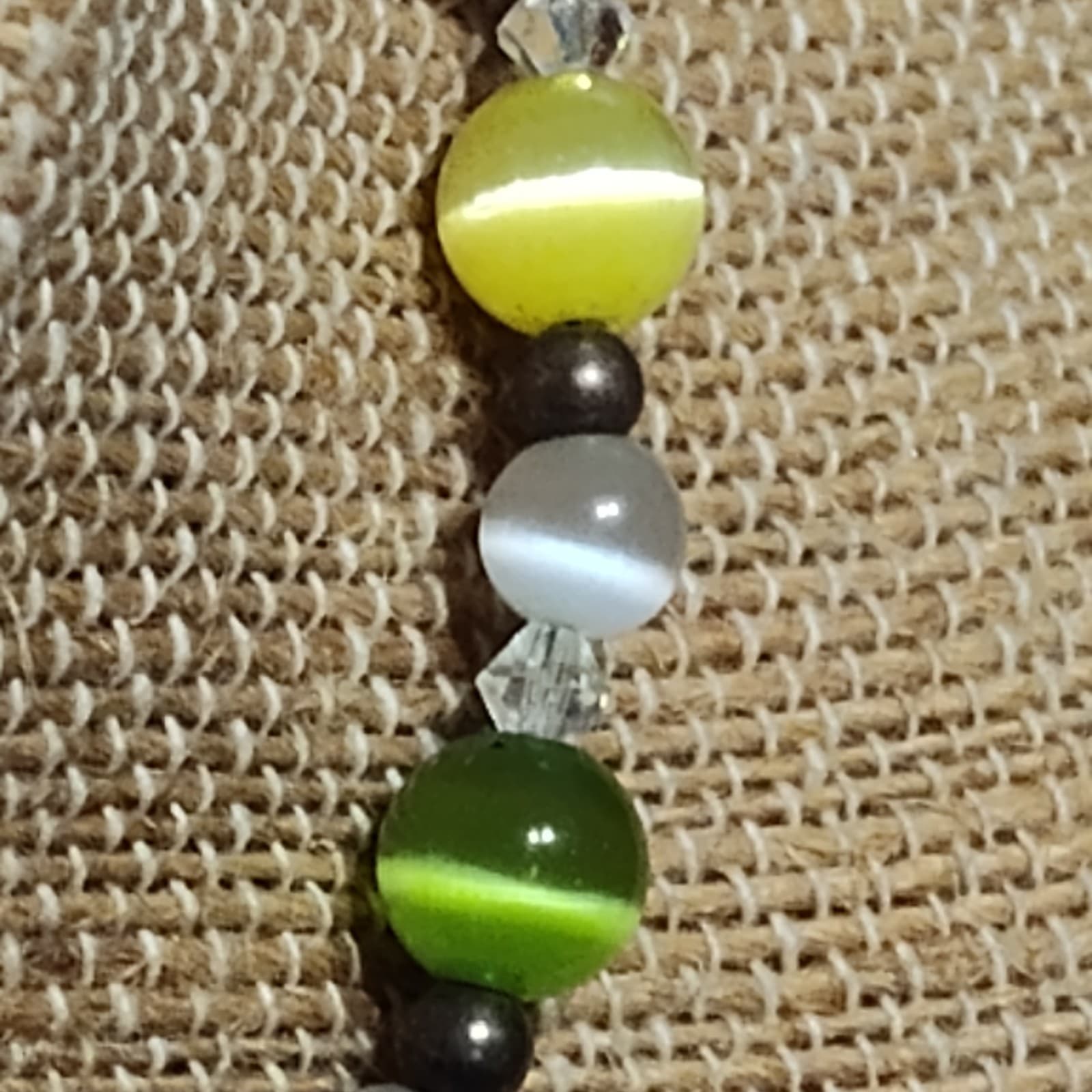 vintage cat eye beads & Sliver beads 925 clasp - Thumbnail 2