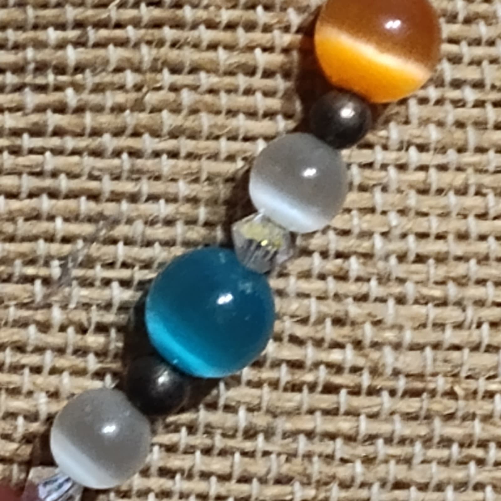 vintage cat eye beads & Sliver beads 925 clasp - Thumbnail 3