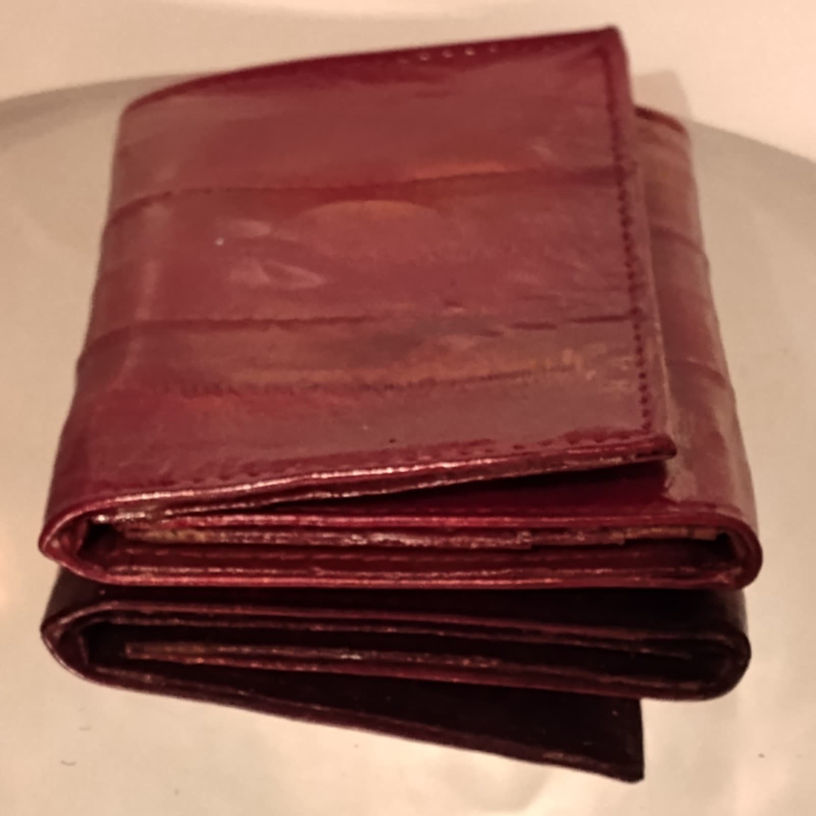 Vintage Eel Skin Burgundy small wallet - Thumbnail 4