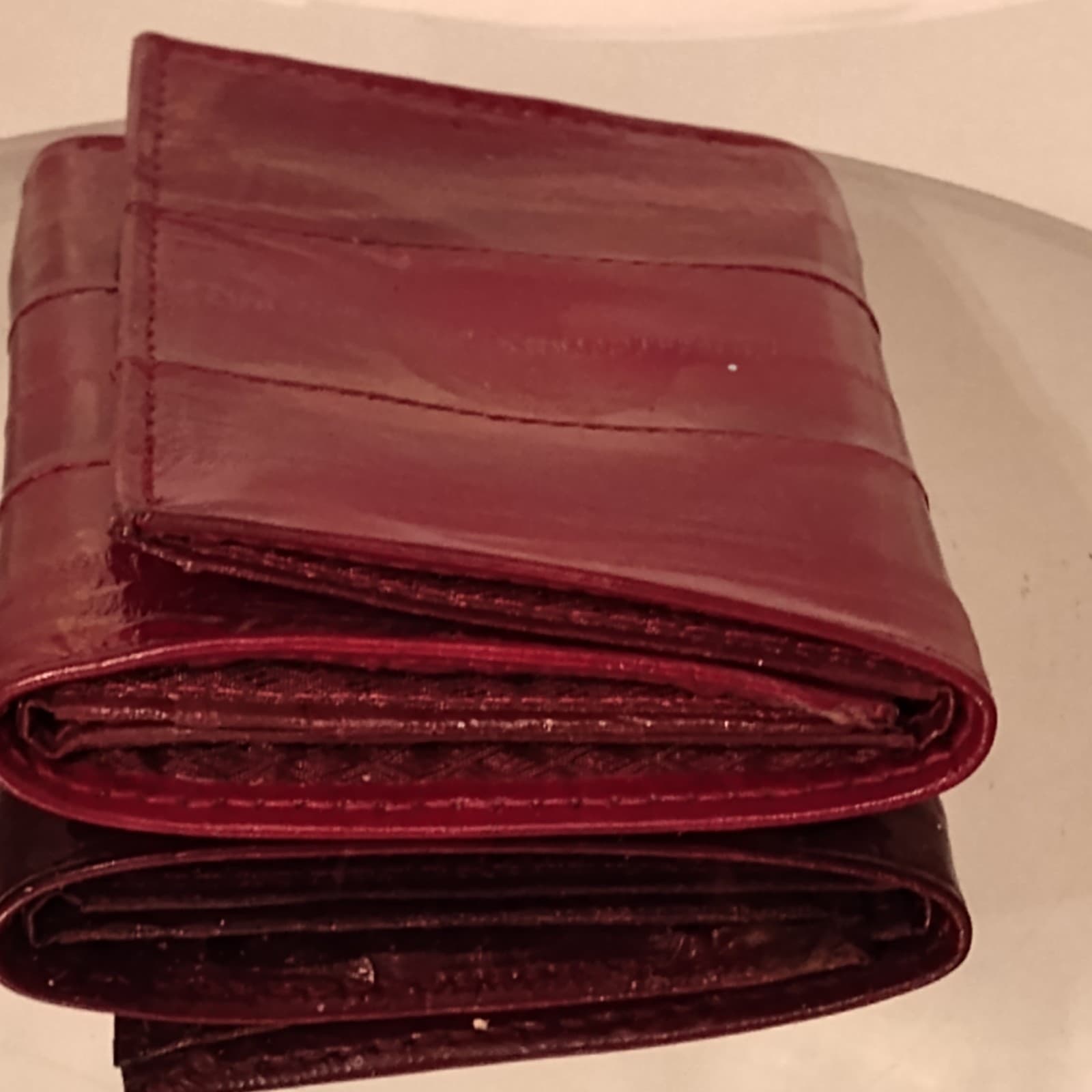 Vintage Eel Skin Burgundy small wallet - Thumbnail 3
