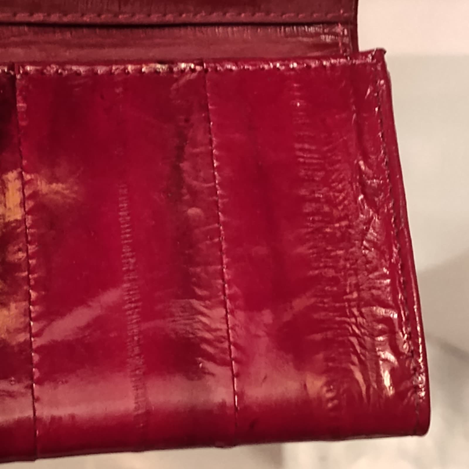 Vintage Eel Skin Burgundy small wallet - Thumbnail 8