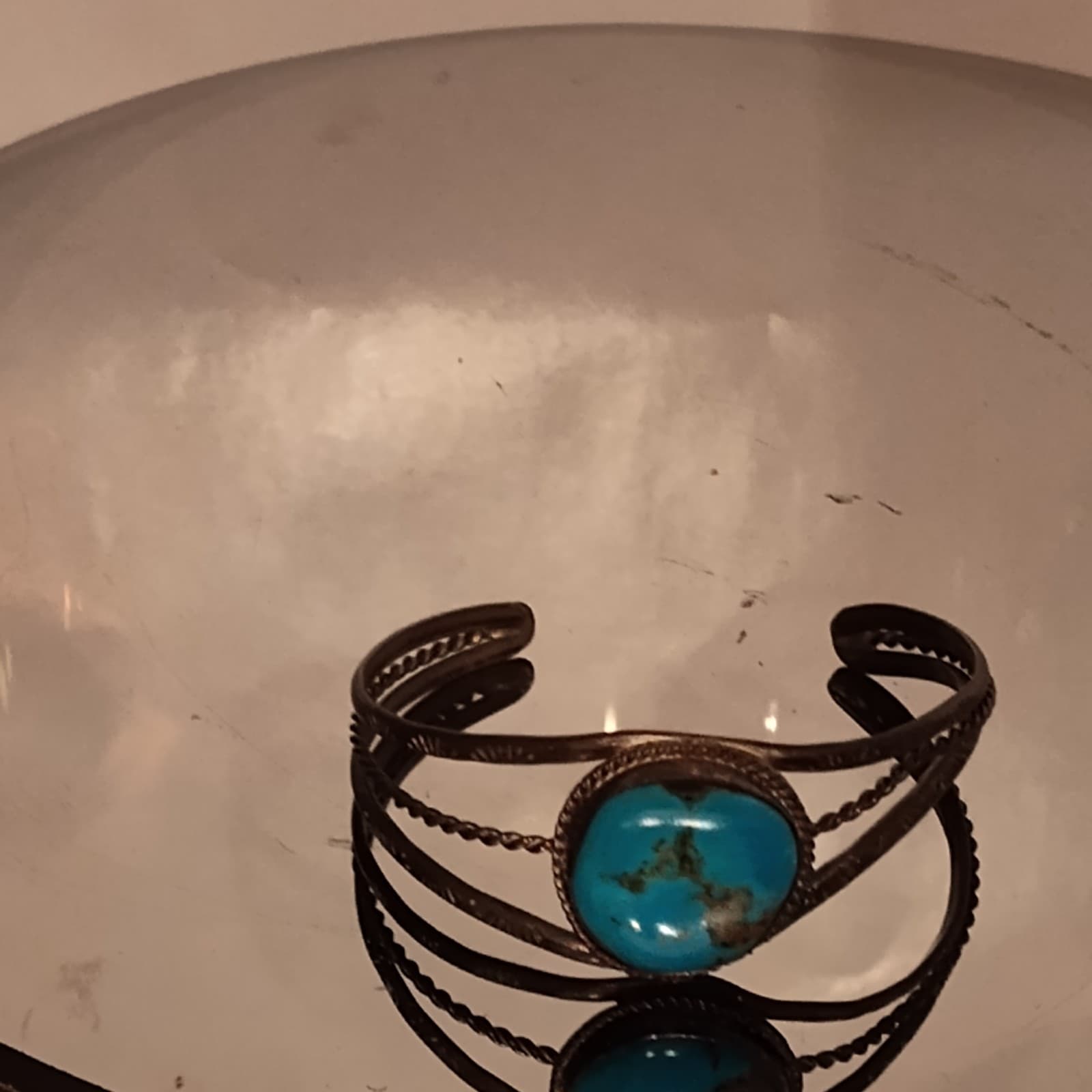 Silver Turquoise Cuff Bracelet - Thumbnail 8