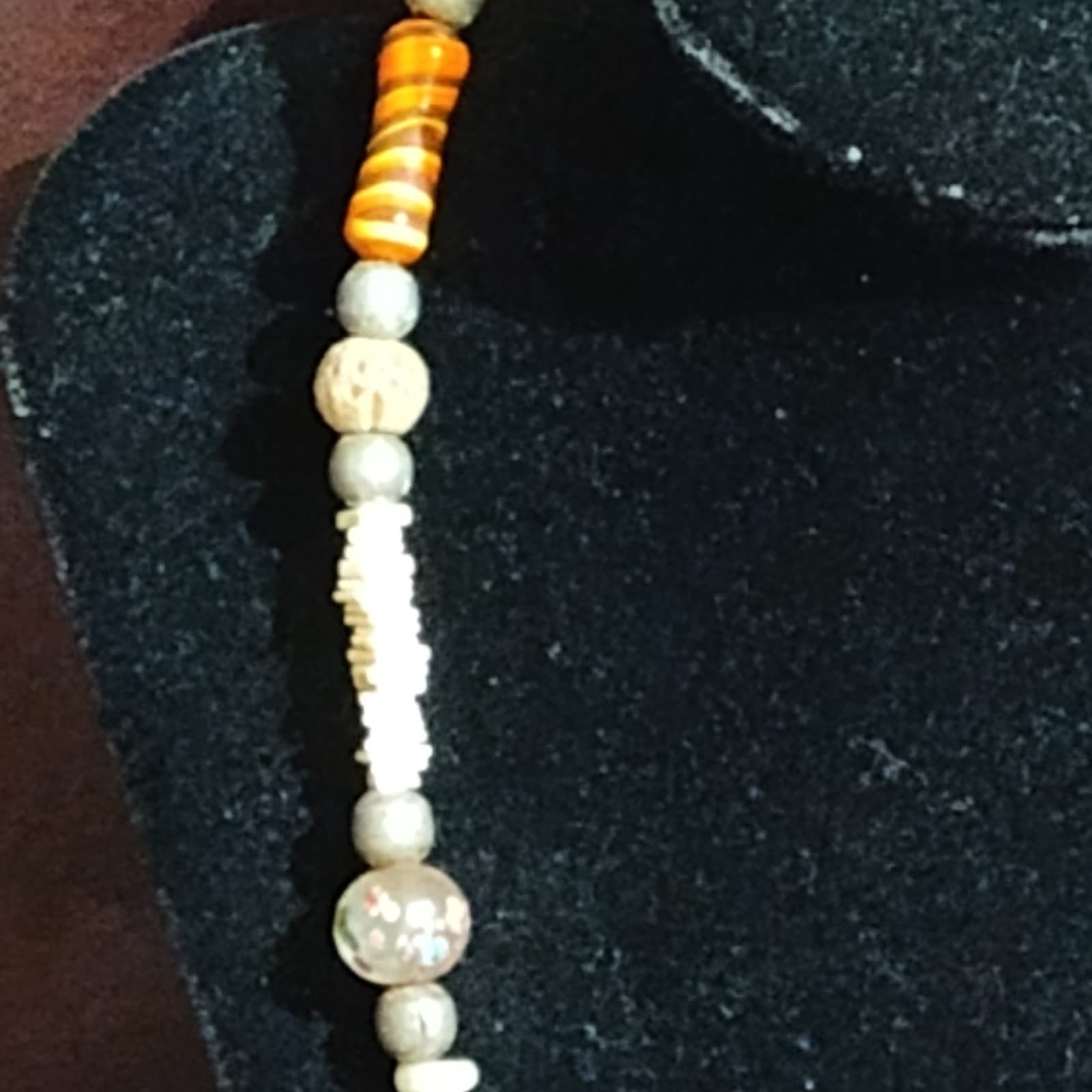 Antique Trade bead Necklace w/ Cinnabar African, Porcelain,Stone,bone - Thumbnail 7