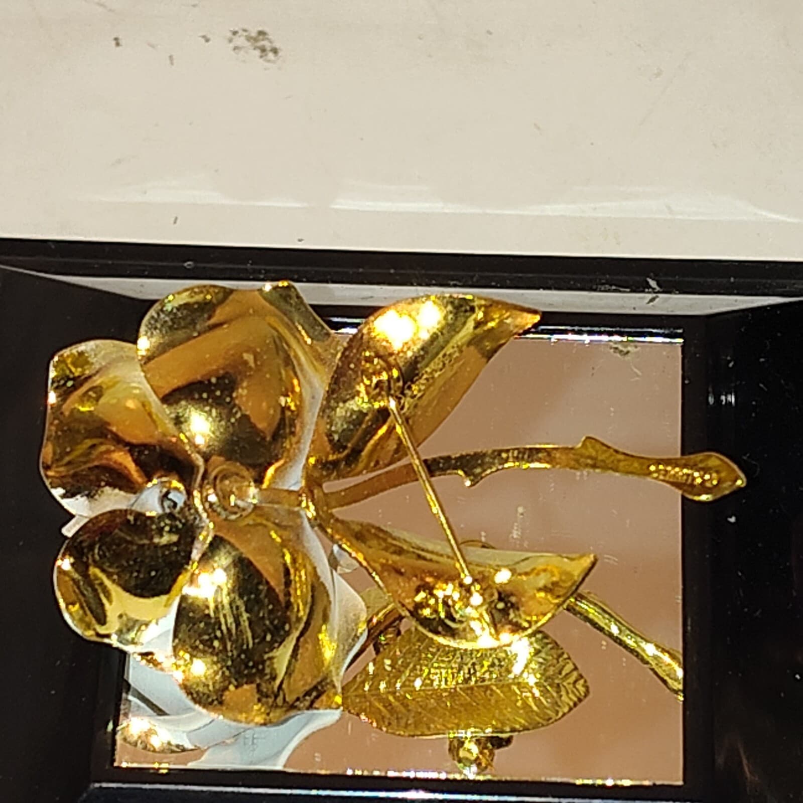 Princess Diana Englands Rose brooch white & Gold rose pin in display case - Thumbnail 6