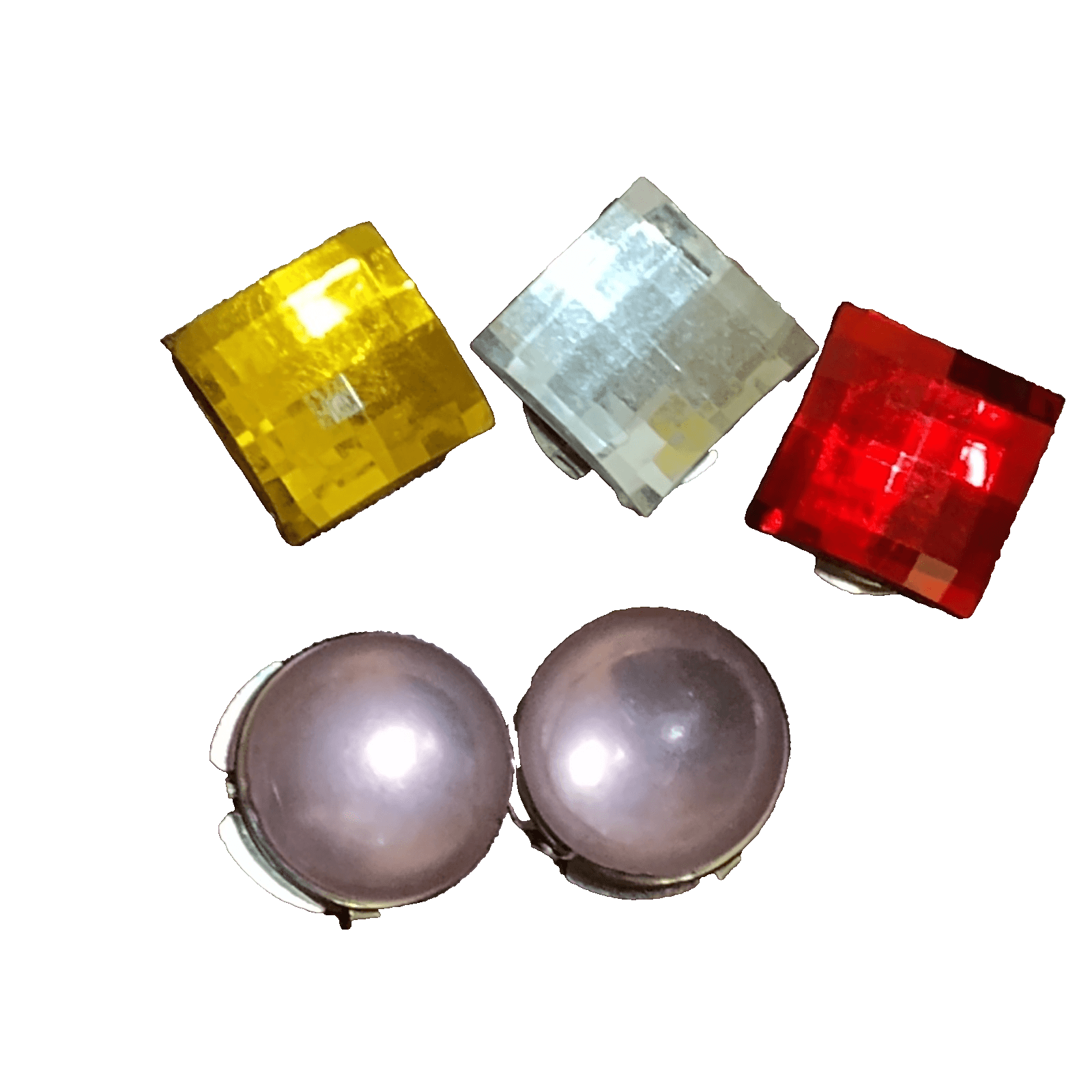 Four (4) Vintage Faux Jewel Glass Cabochon Button Covers - Image 1