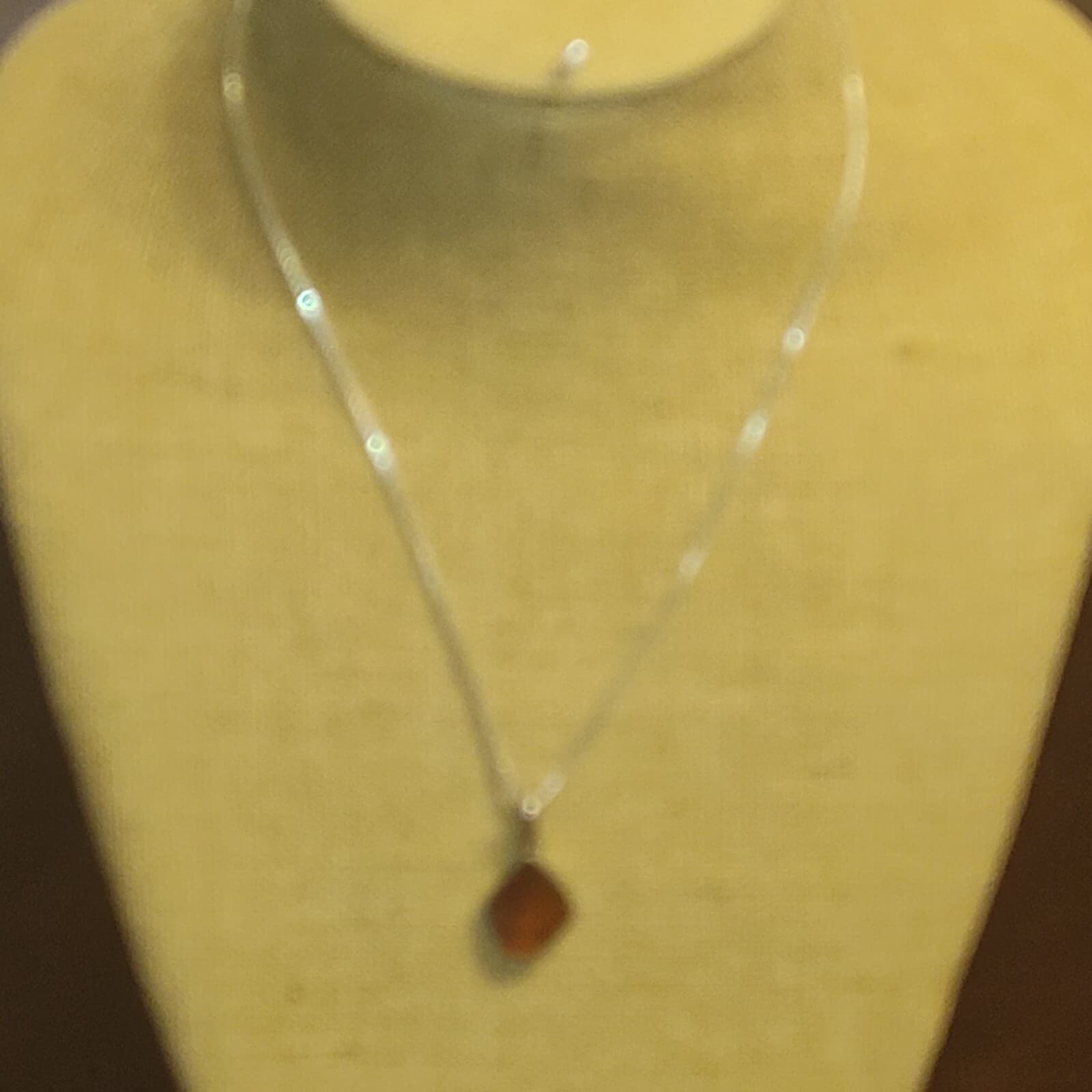 Antique Victorian Style Pendant Necklace Genuine Amber & Silver Unique - Thumbnail 2