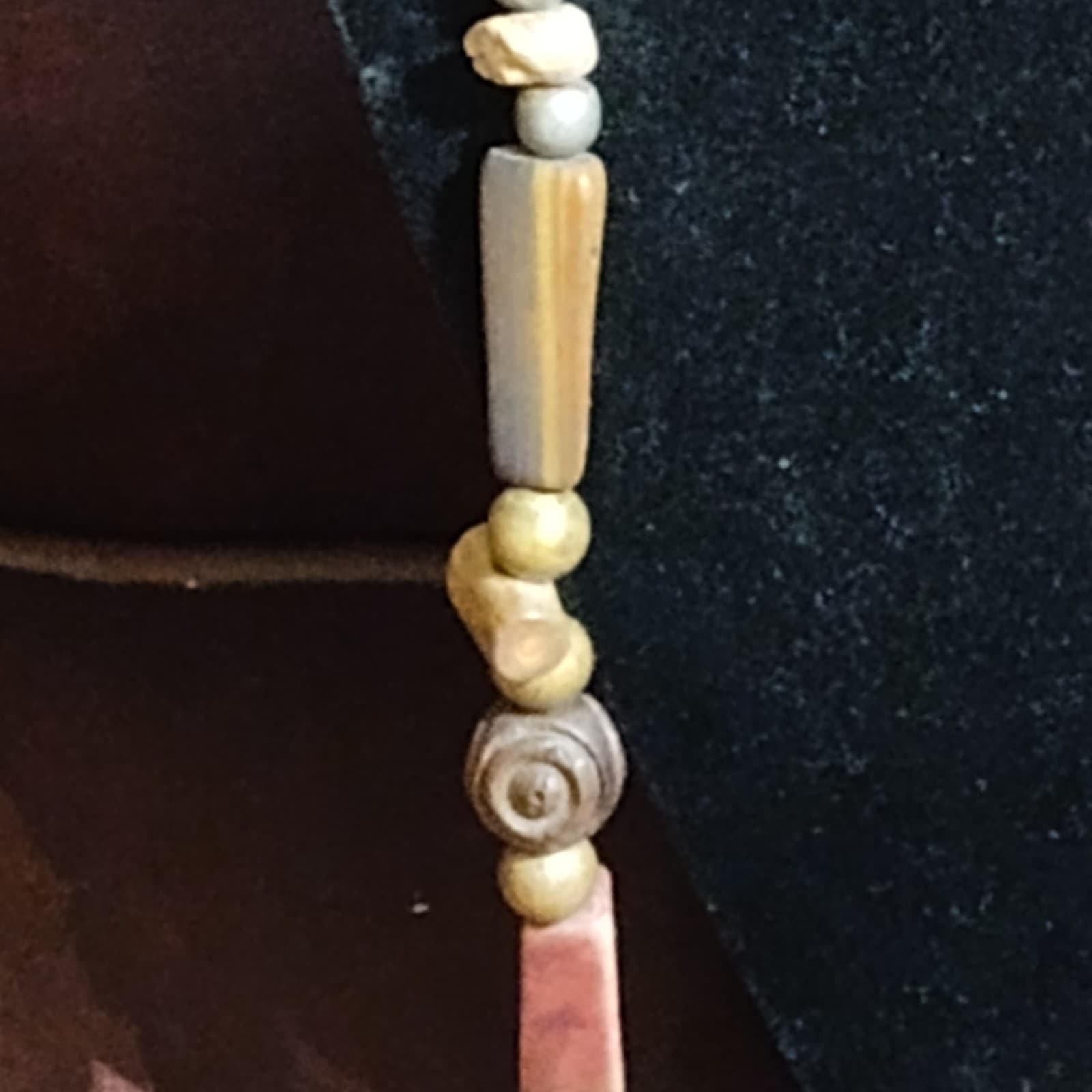 Antique Trade bead Necklace w/ Cinnabar African, Porcelain,Stone,bone - Thumbnail 6