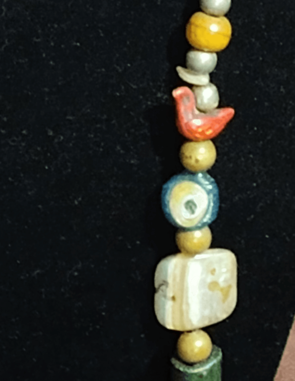 Antique Trade bead Necklace w/ Cinnabar African, Porcelain,Stone,bone - Thumbnail 5