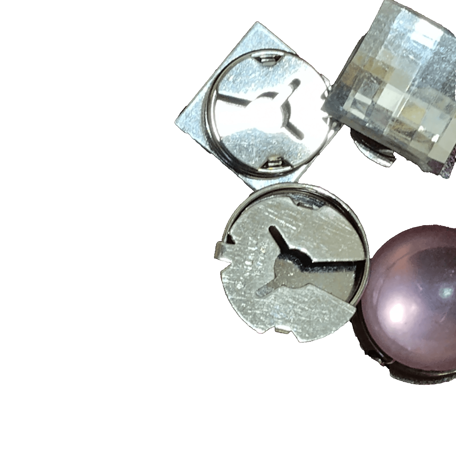 Four (4) Vintage Faux Jewel Glass Cabochon Button Covers - Thumbnail 3