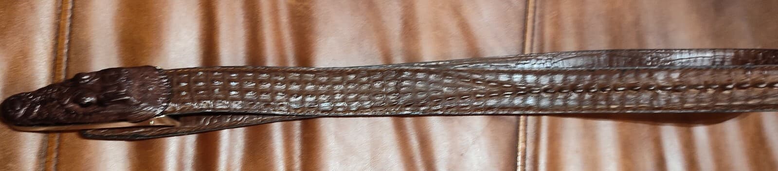 Men Belts Classic Alligator Design Leather Crocodile Buckle - Thumbnail 3