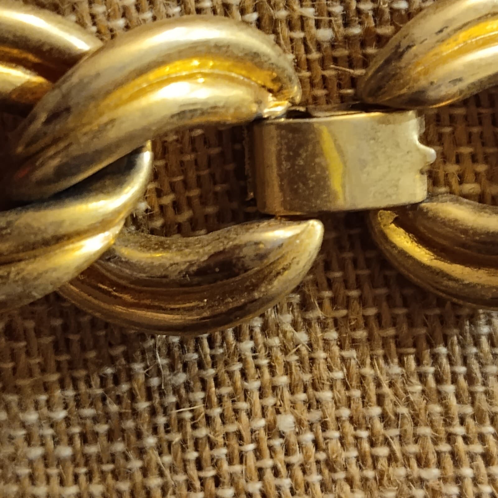 Vintage Heavy Double Chain Choker Necklace Chunky Gold Tone 18.5" x 3/4" - Thumbnail 3