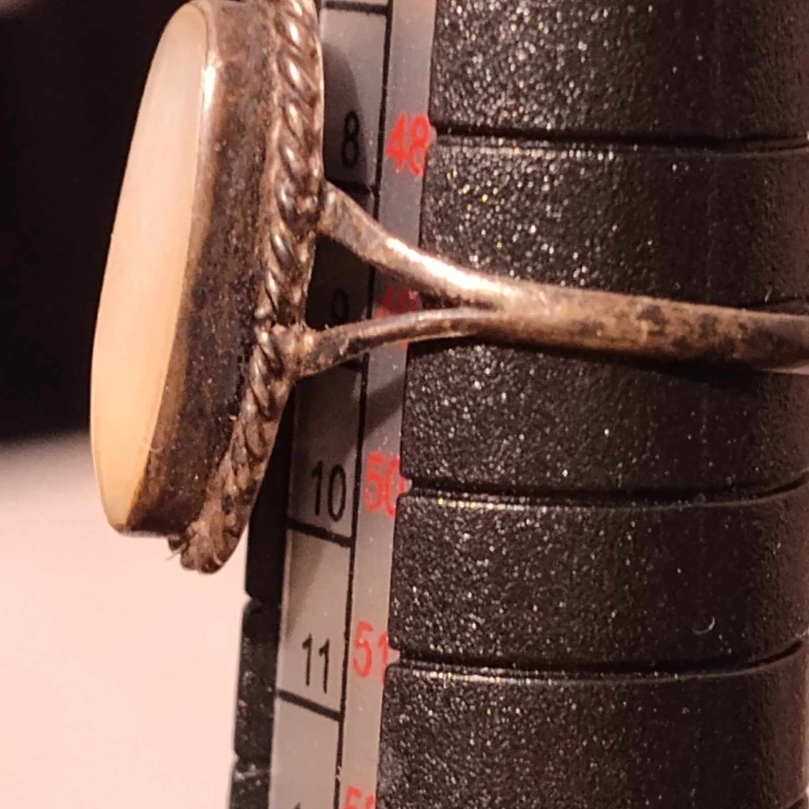 Old Pawn Mother of Pearl Sterling Silver Ring Vintage sz.10 Unpolished Size 6 - Thumbnail 2