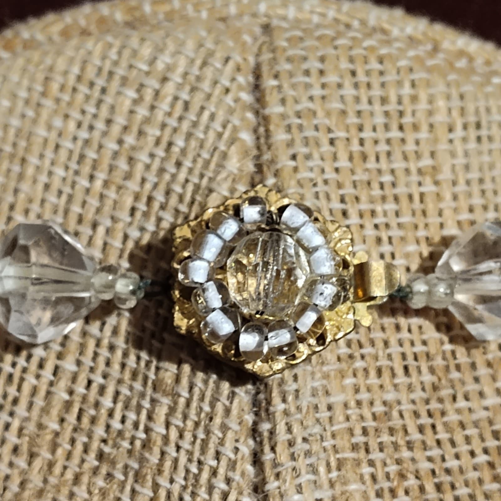 Miriam Haskell Signed Necklace Rare Vintage 30" Long Gilt Clear Lucite A20 - Thumbnail 5