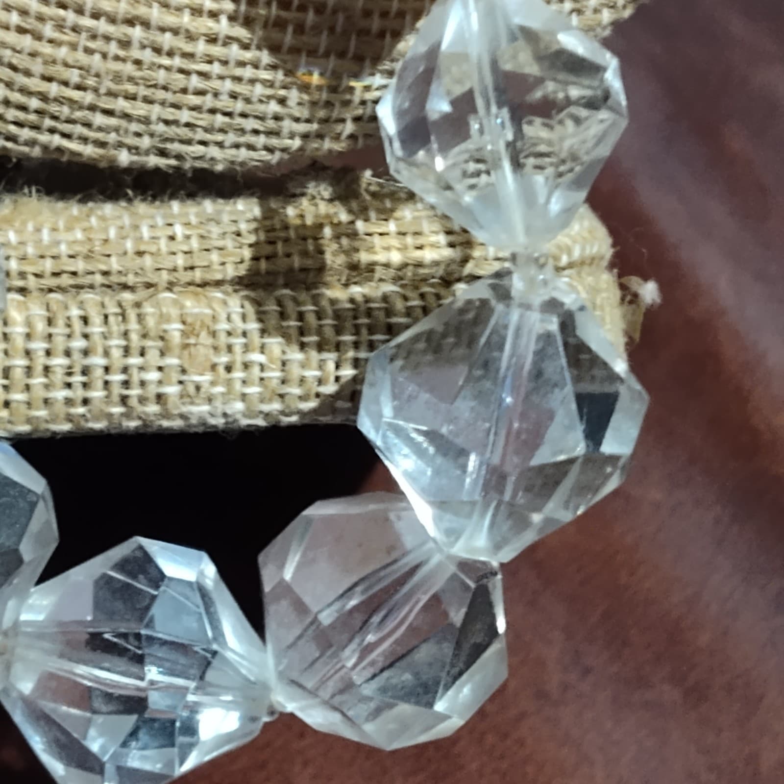 Miriam Haskell Signed Necklace Rare Vintage 30" Long Gilt Clear Lucite A20 - Thumbnail 3